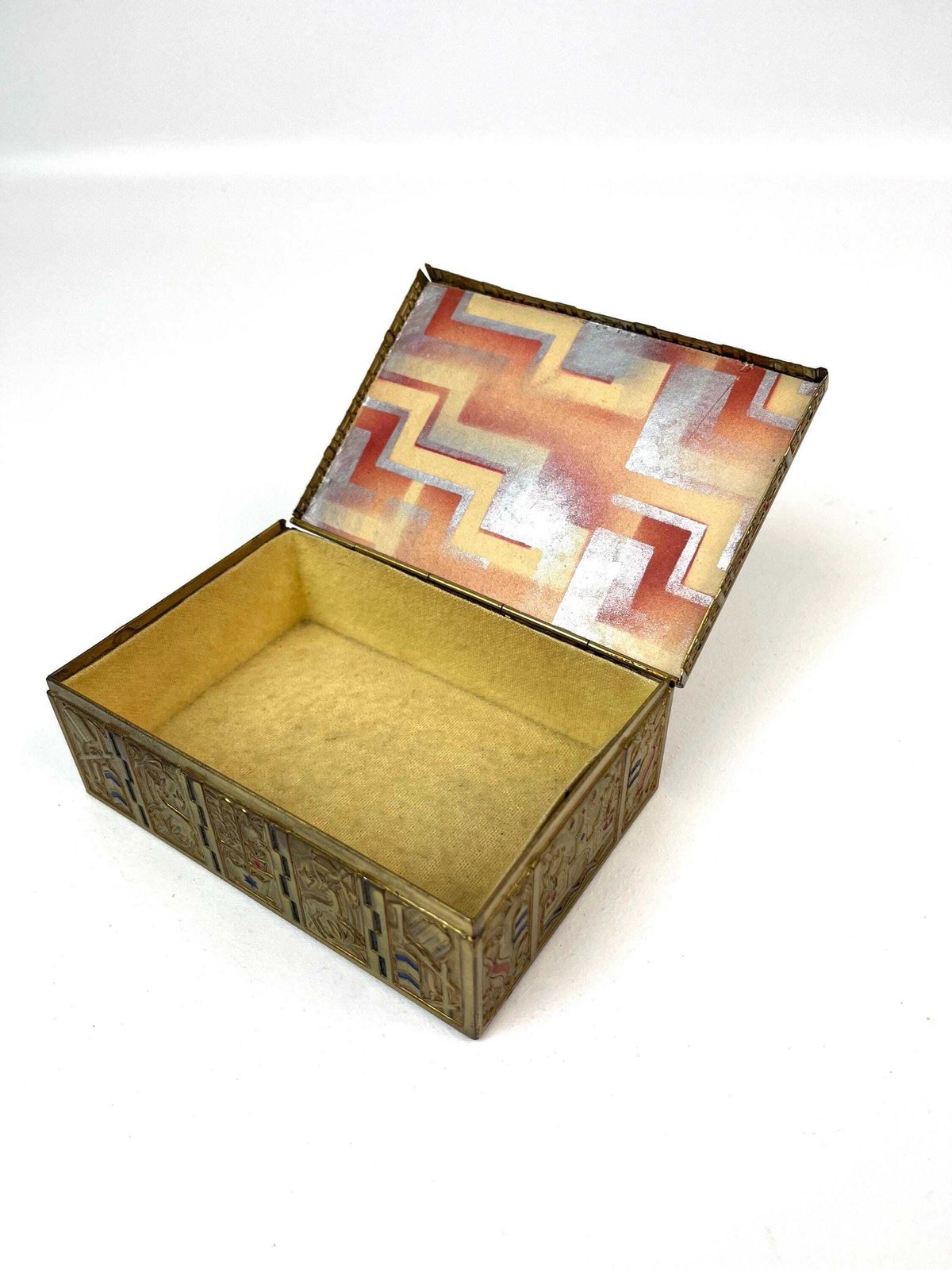 Stunning Bauhaus Art Deco Avantgarde Brass Enamel Cubist Jewelry Box By Erhard & Söhne photo buy