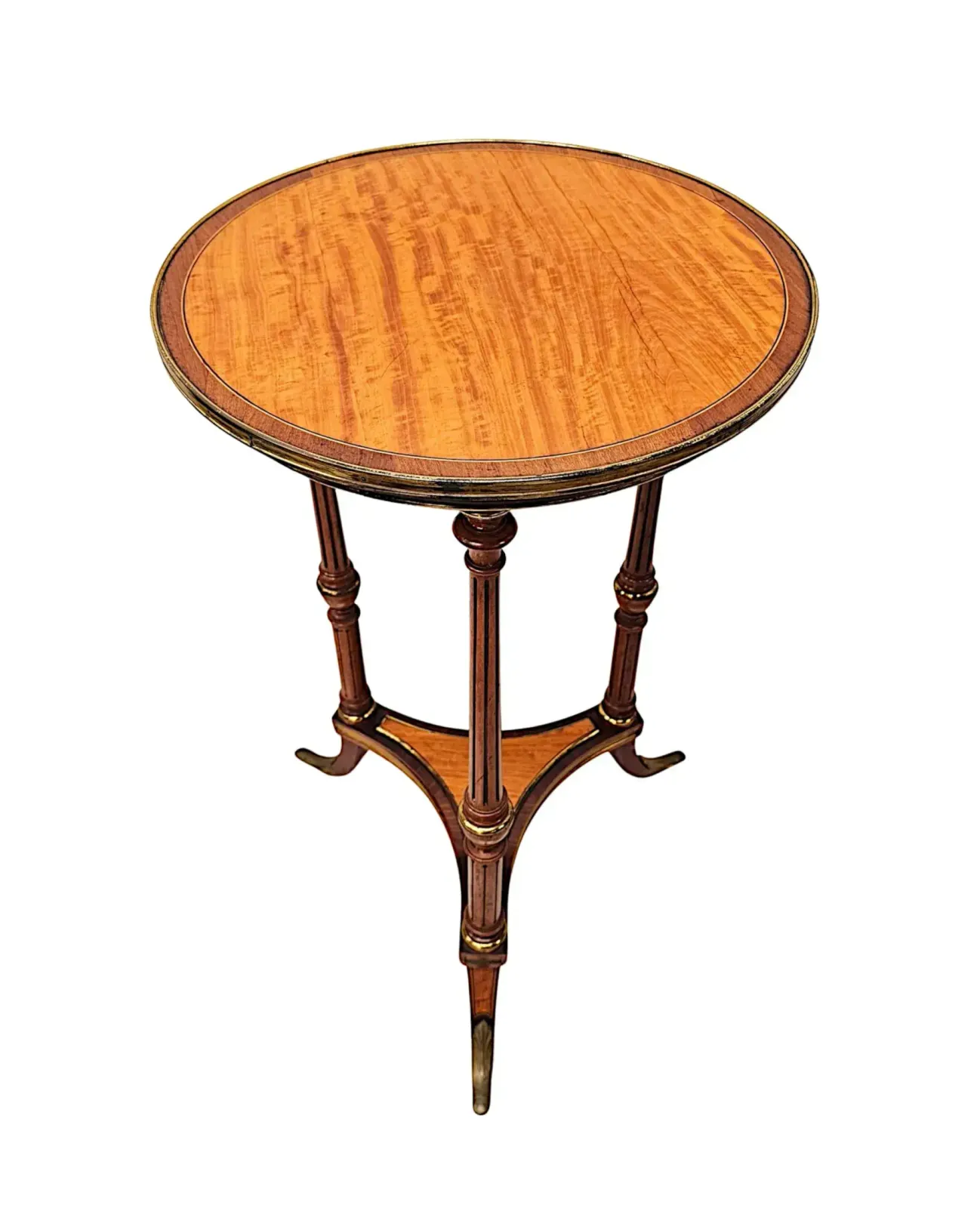 A Very Rare Edwardian Inlaid Occasional Or Wine Table With Brass Fittings photo for sale