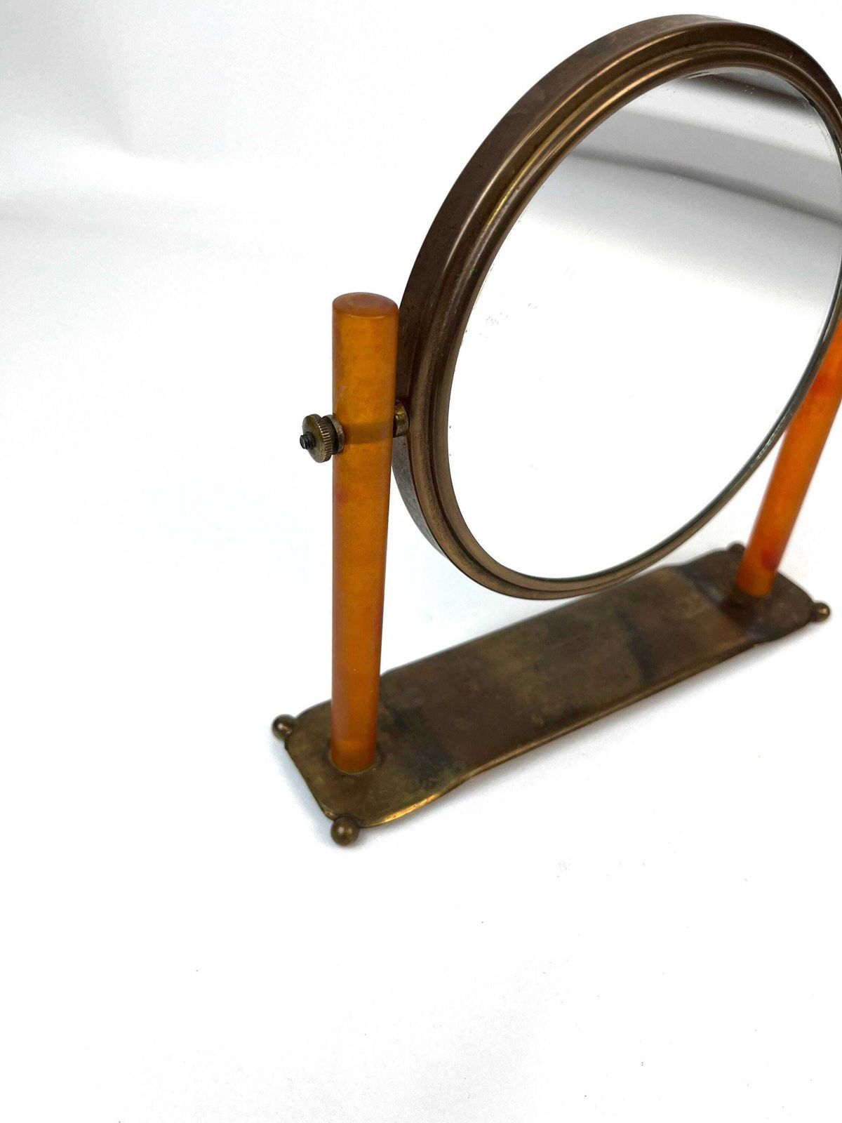 Rare Stunning Bauhaus Art Deco Bakelite Brass Desk Table Vanity Mirror Germany 1930 photo furniture