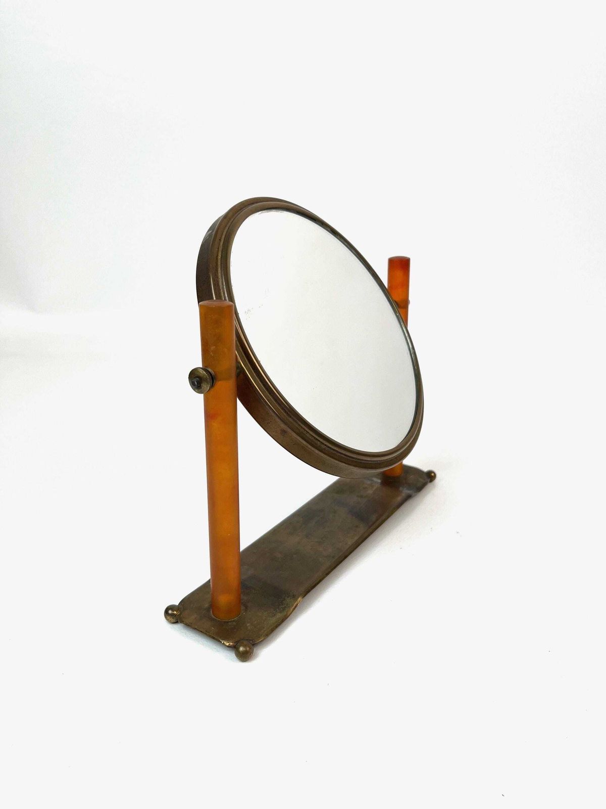 Rare Stunning Bauhaus Art Deco Bakelite Brass Desk Table Vanity Mirror Germany 1930 photo 390.0