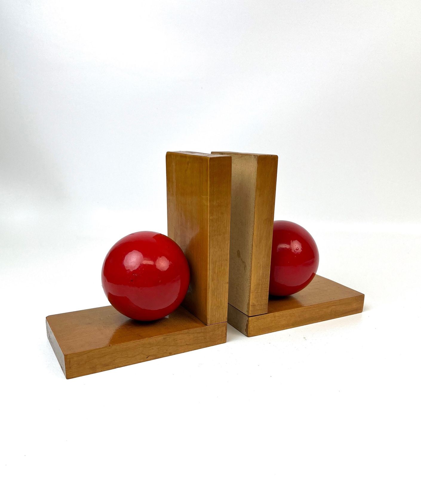 Stunning Bauhaus De Stijl Art Deco Wooden Cubist Pair Bookends Germany 1930 photo furniture