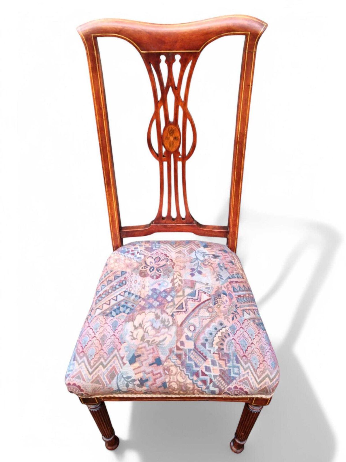 Antique Victorian Inlaid Mahogany Dining Chairs / Set Of 4 / C1880 photo 400.0