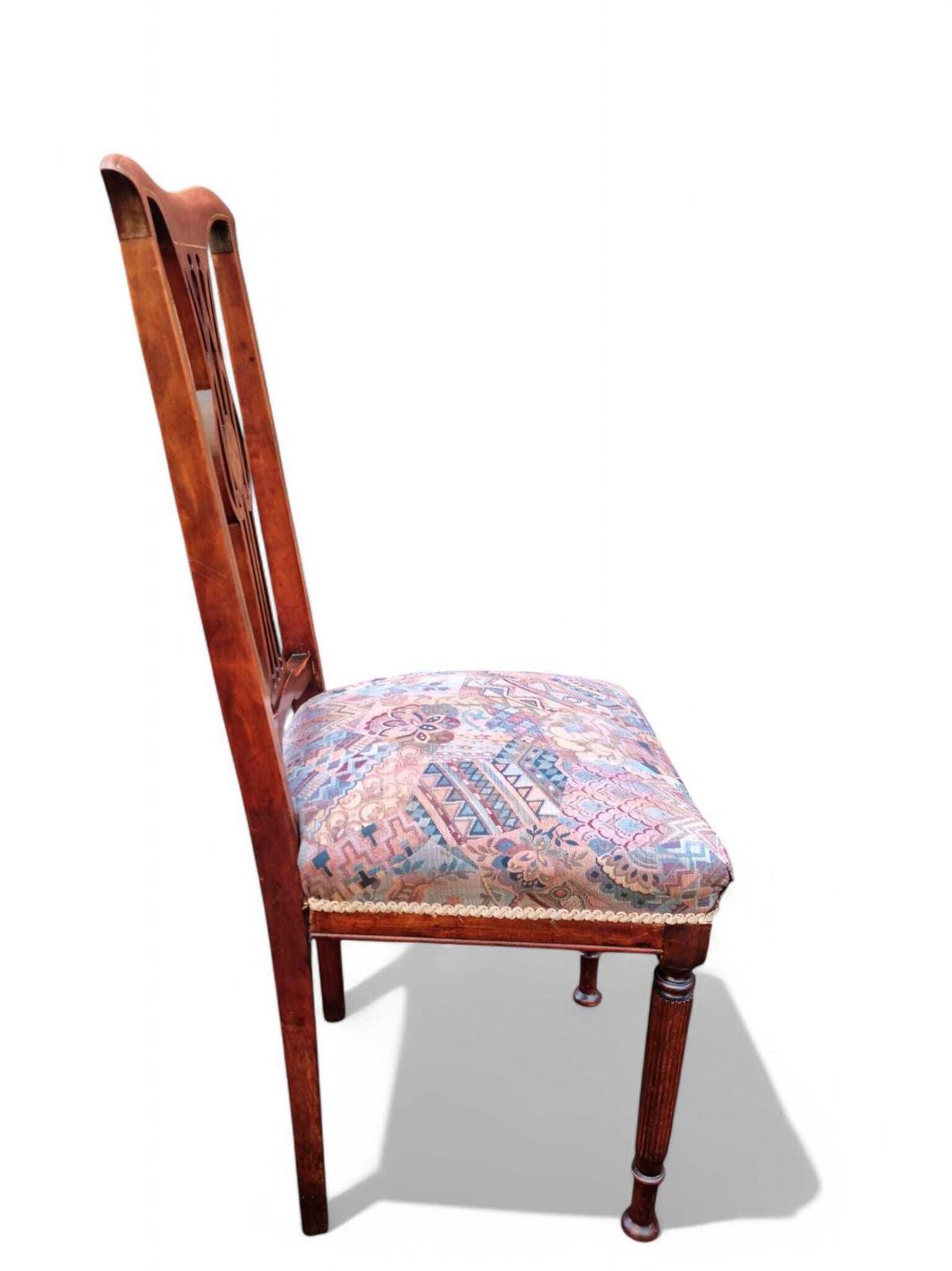 Antique Victorian Inlaid Mahogany Dining Chairs / Set Of 4 / C1880 photo vintage