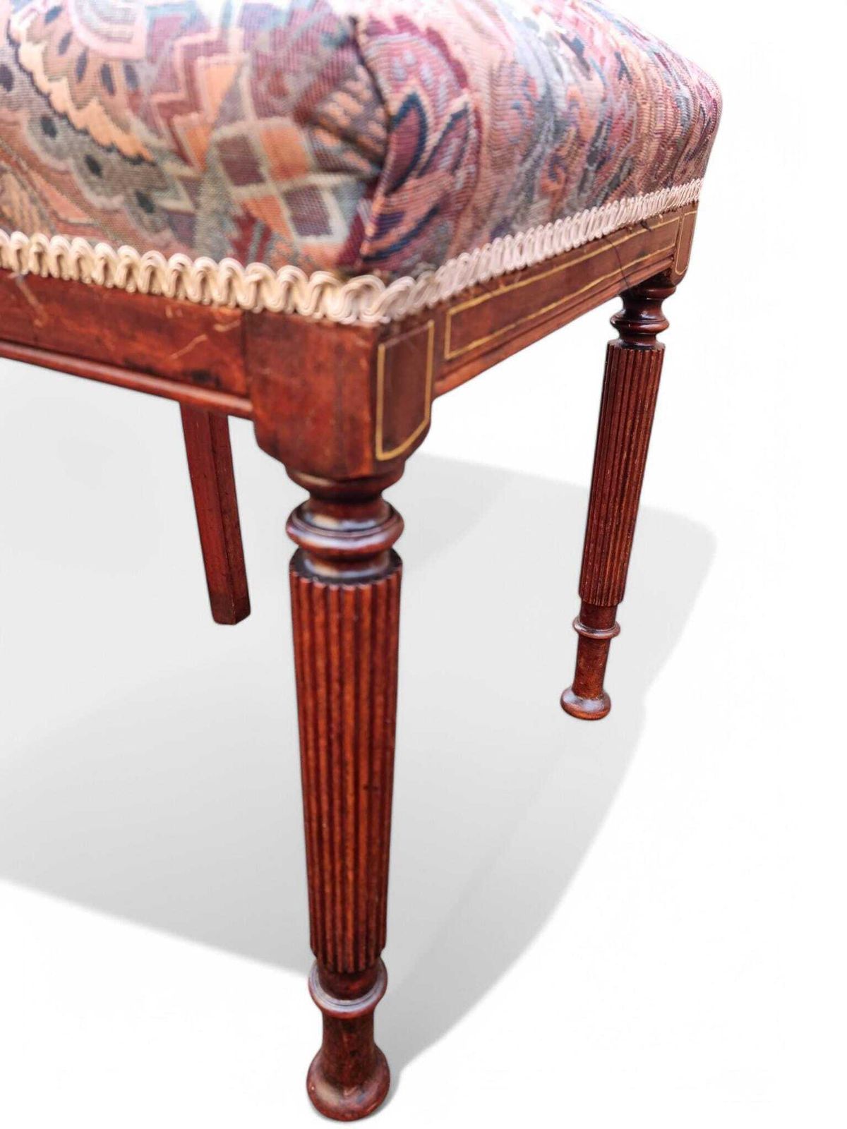 photo furniture Antique Victorian Inlaid Mahogany Dining Chairs / Set Of 4 / C1880