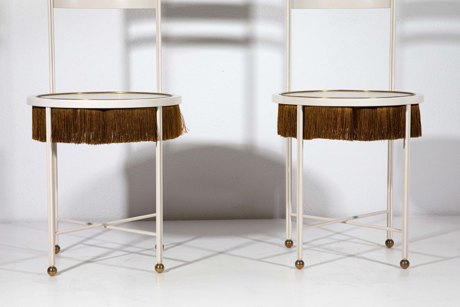 Paris Of White Chairs With Fringes photo furniture