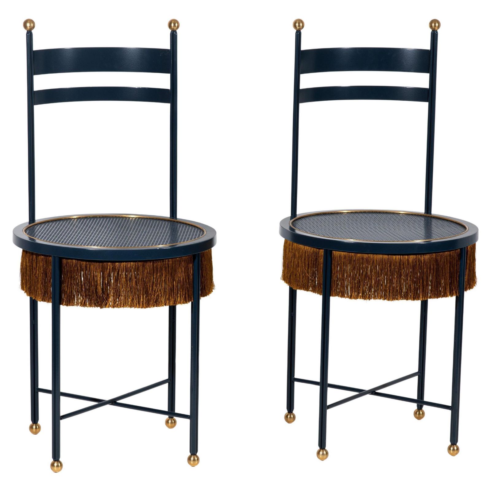 Paris Of Blue Chairs With Fringes