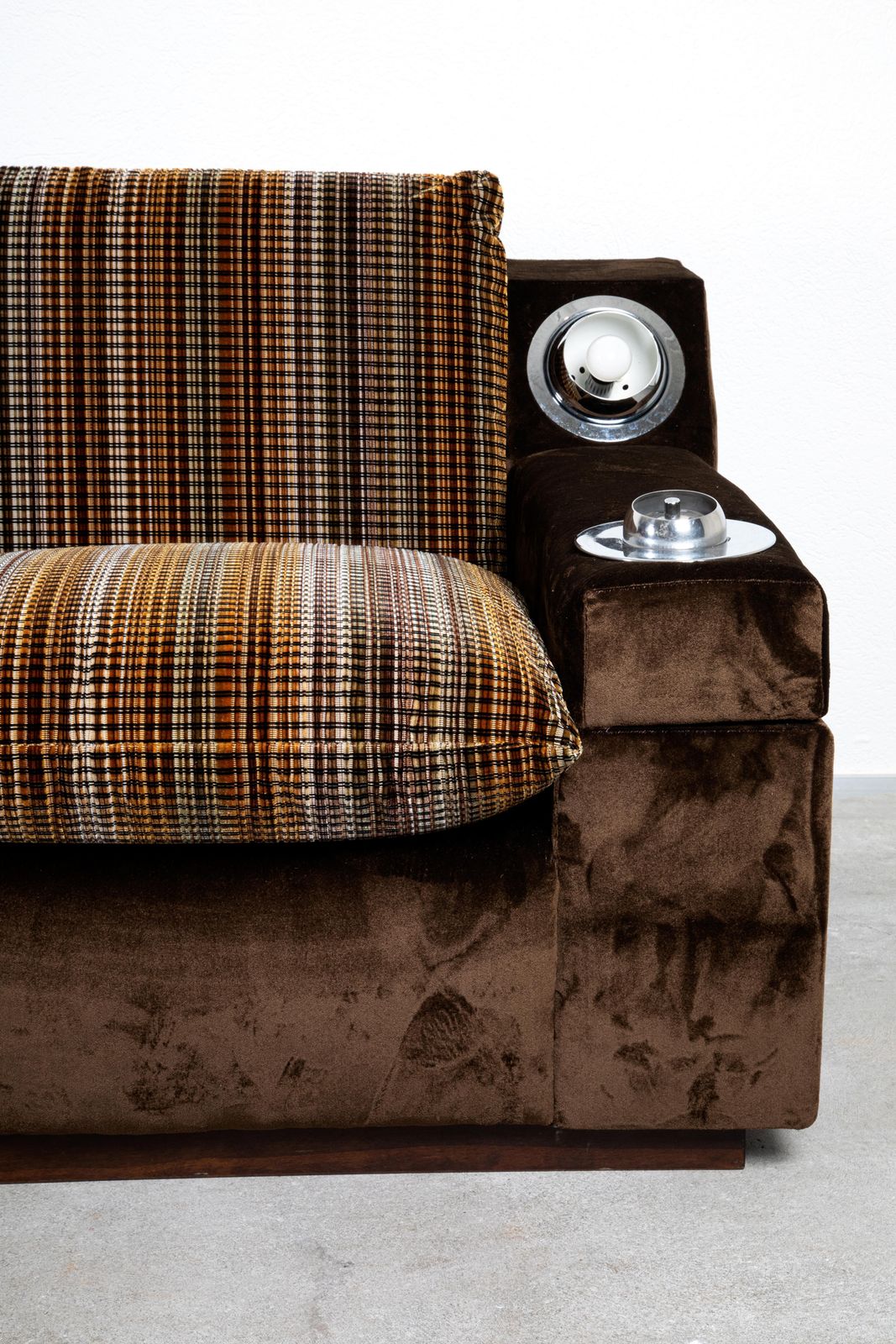 Mid Century Modern Sofa Wood And Velvet Rubelli And Pierre Frey Fabric photo vinterior