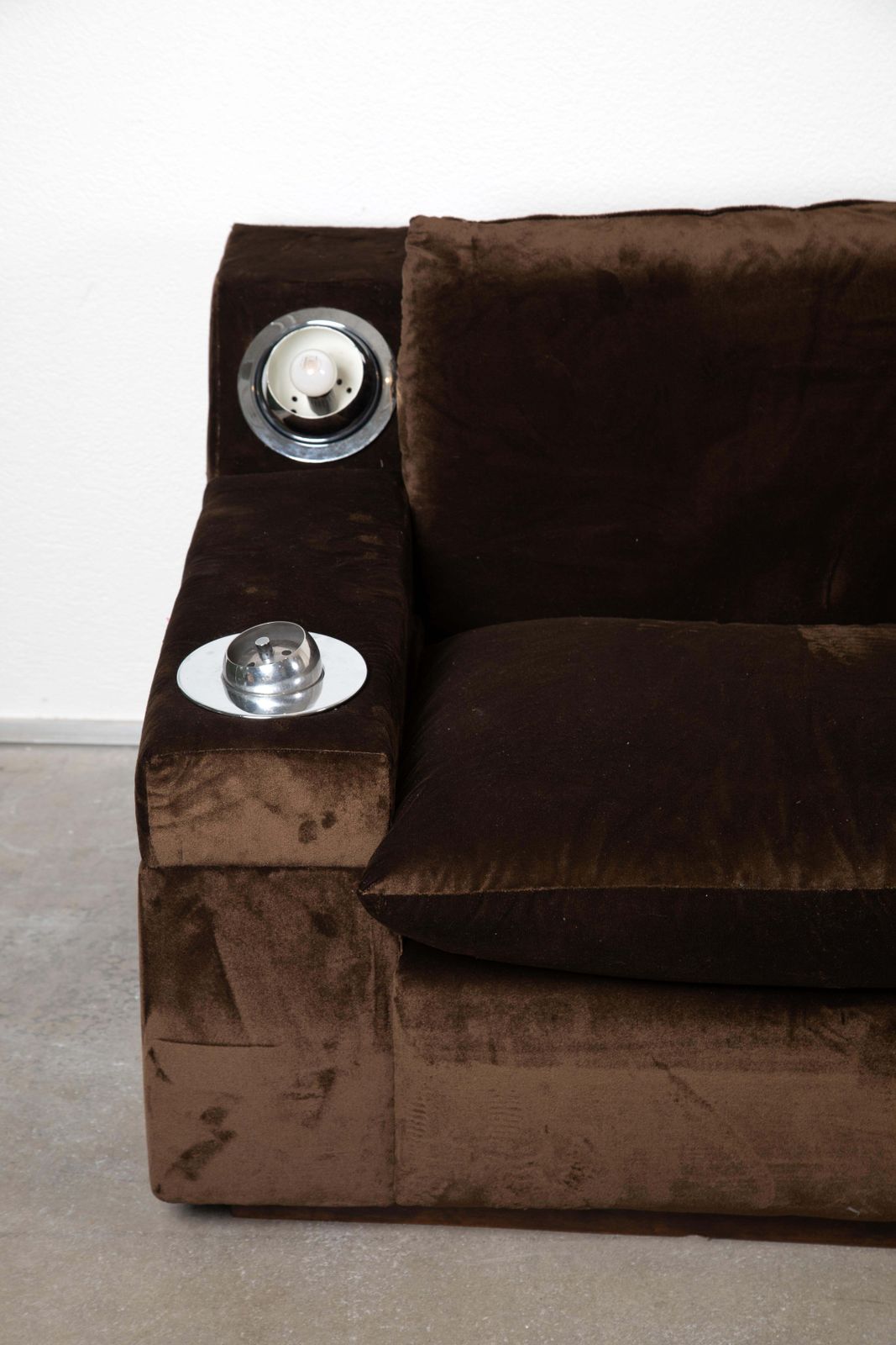 photo vinterior Mid Century Modern Sofa Wood And Velvet Rubelli And Pierre Frey Fabric