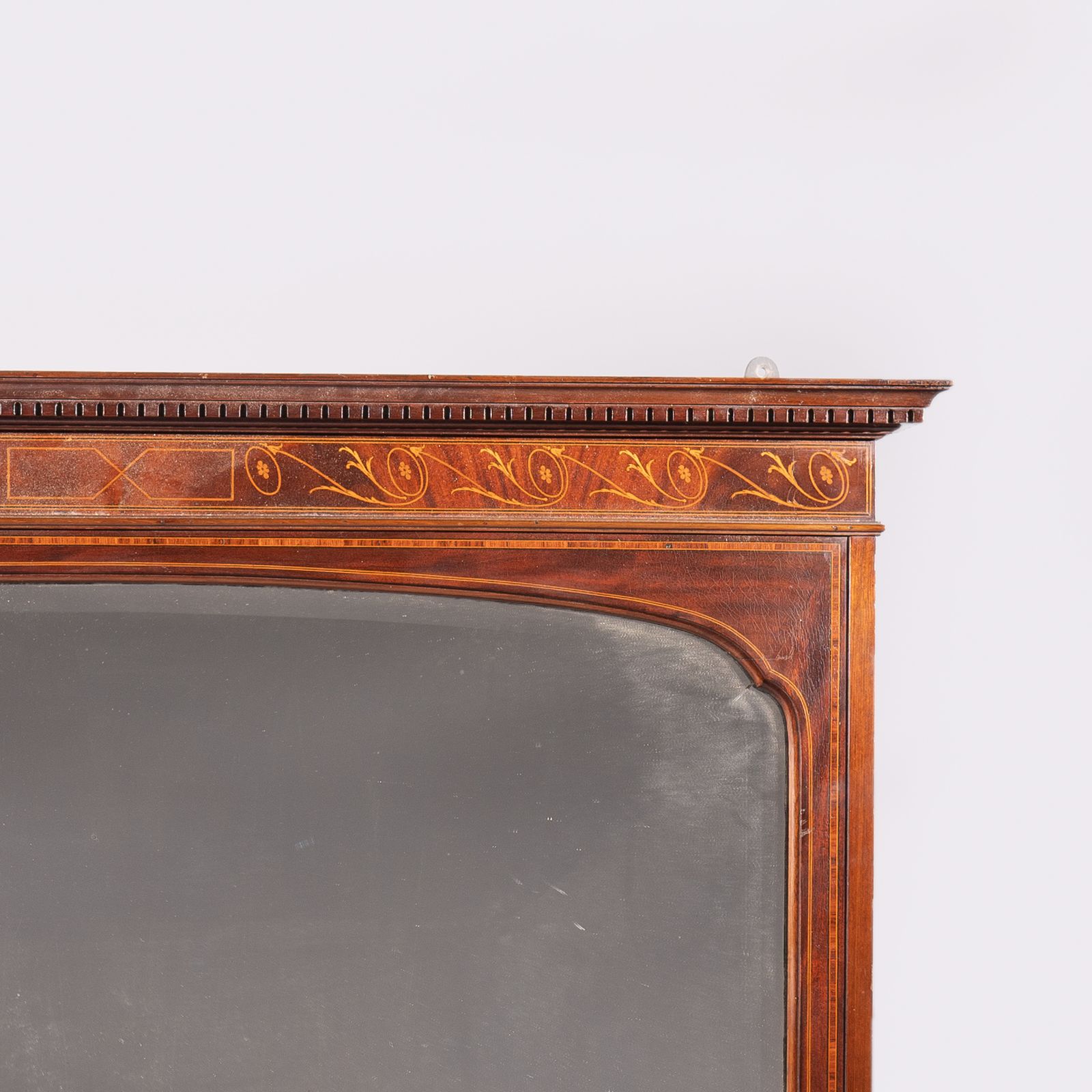 19th Century Victorian English Walnut Inlaid Overmantle Mirror photo for sale