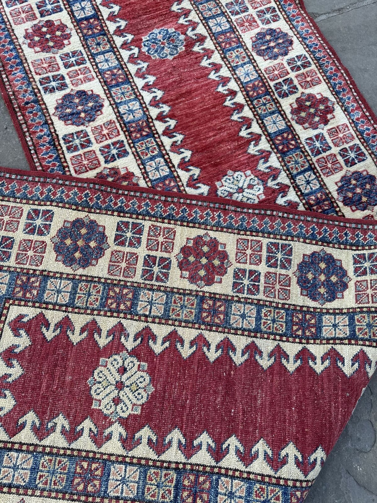 Caucasian Kazak Red Ground Wool Carpet Runner photo Textiles