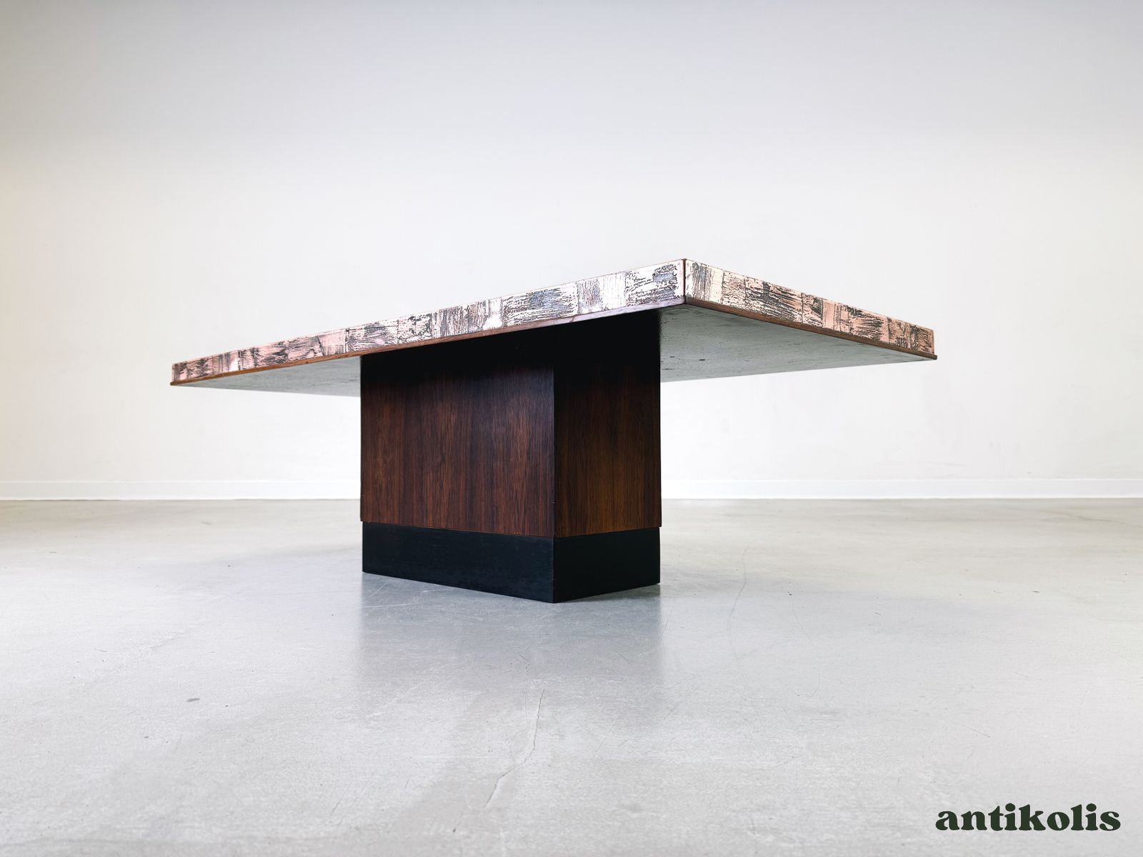 Brutalist Mid Century Coffee Table Heinz Lilienthal Rosewood 1970 photo vinterior