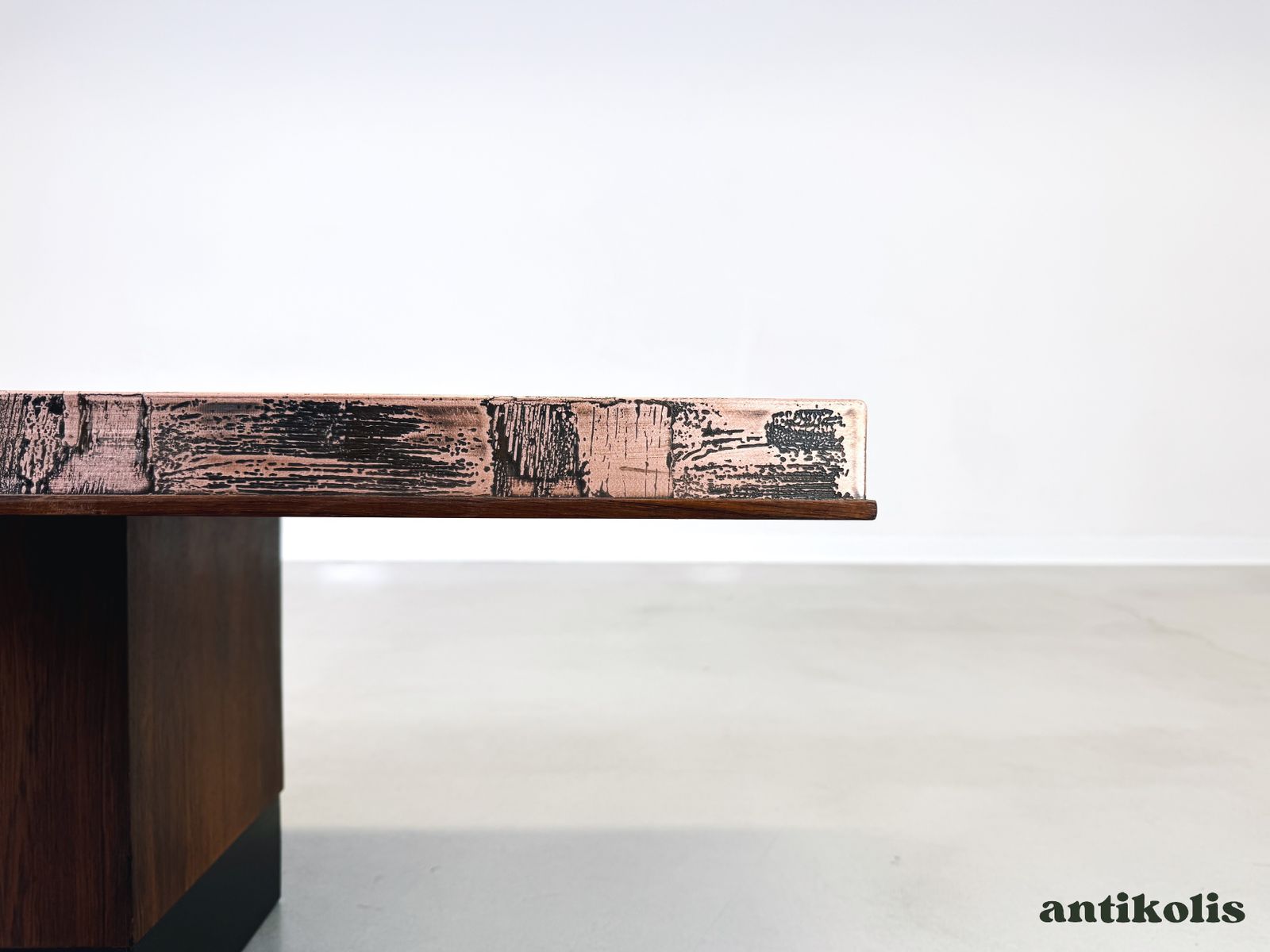 Brutalist Mid Century Coffee Table Heinz Lilienthal Rosewood 1970 photo vintage