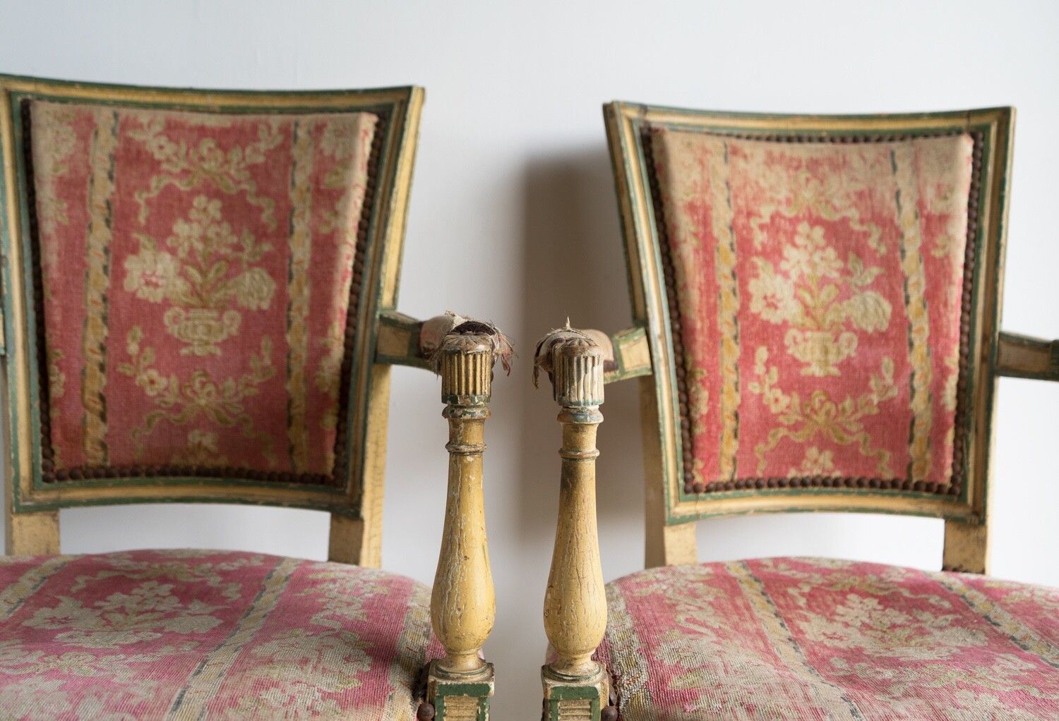 895.0 Pair Of Antique French Directoire Period Painted Armchairs, Late 18th Century photo