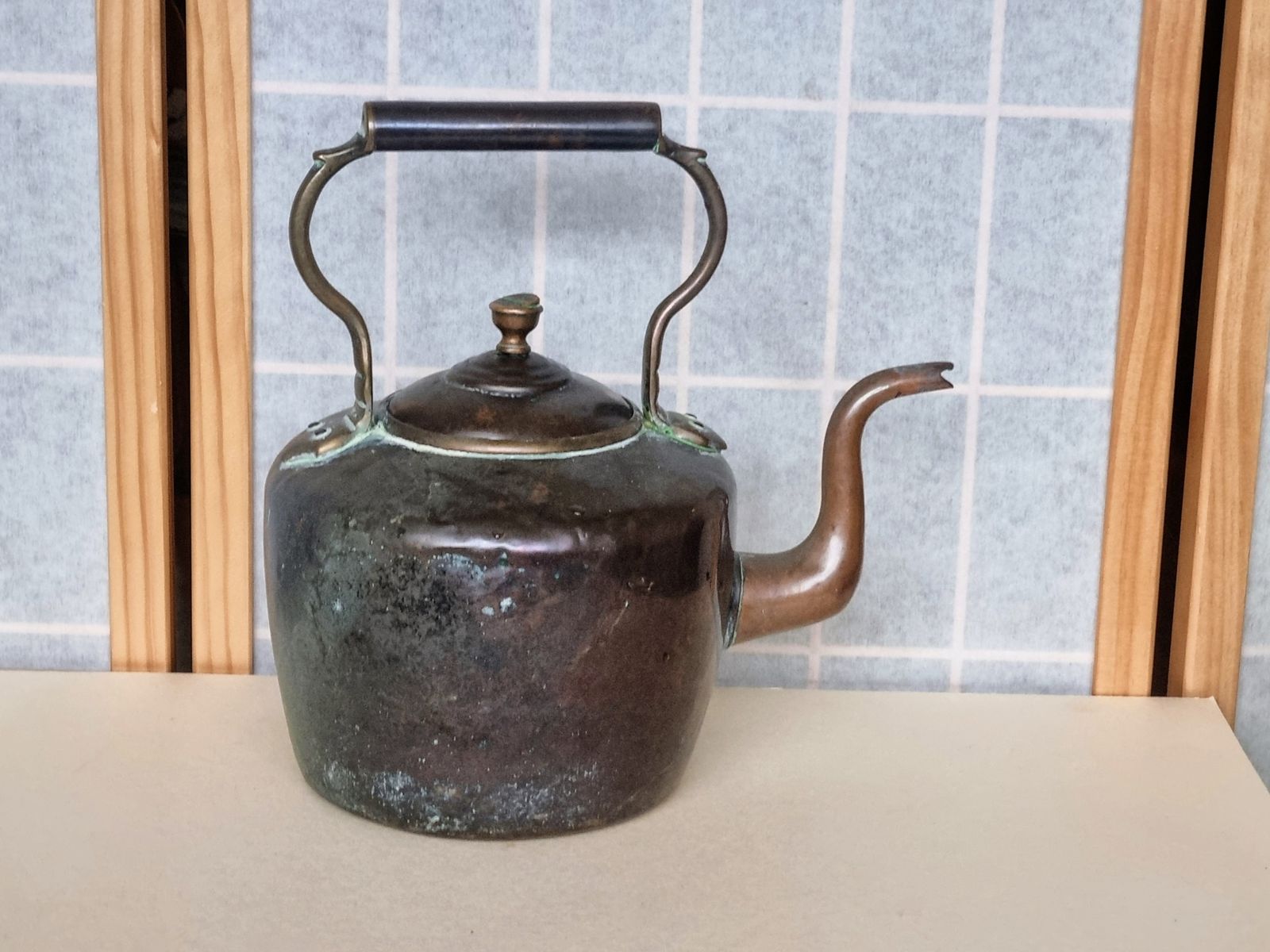 Large Antique Copper And Brass Kettle, Authentic Vintage Kitchenalia, British Estate, Fireplace Hearth Display, Cottage Farmhouse Decor 11" photo Home Decor