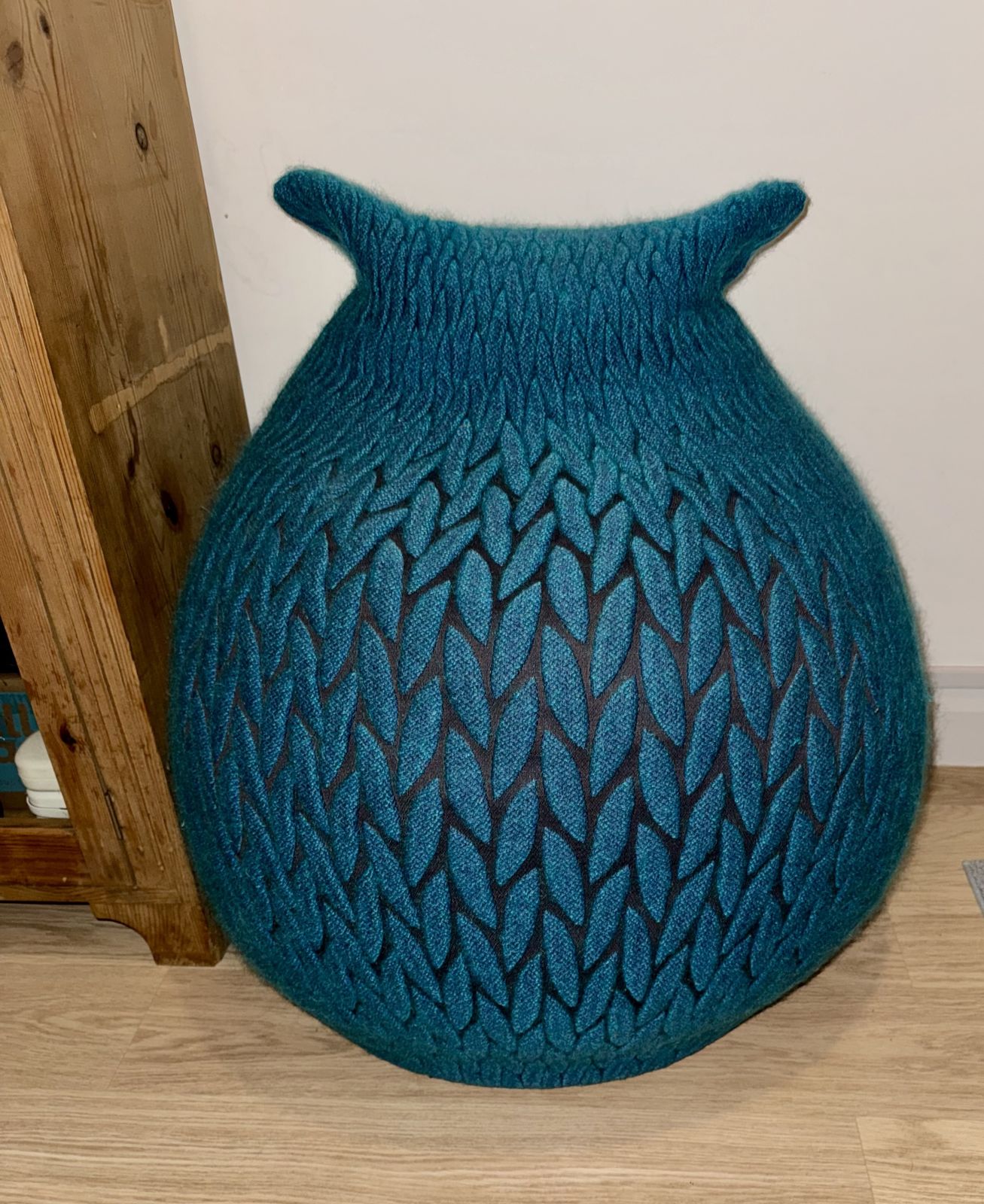 Rare Cosolis Pouf By Liset Van Der Scheer For Casalis – Teal Knitted Merino Wool Ottoman photo furniture