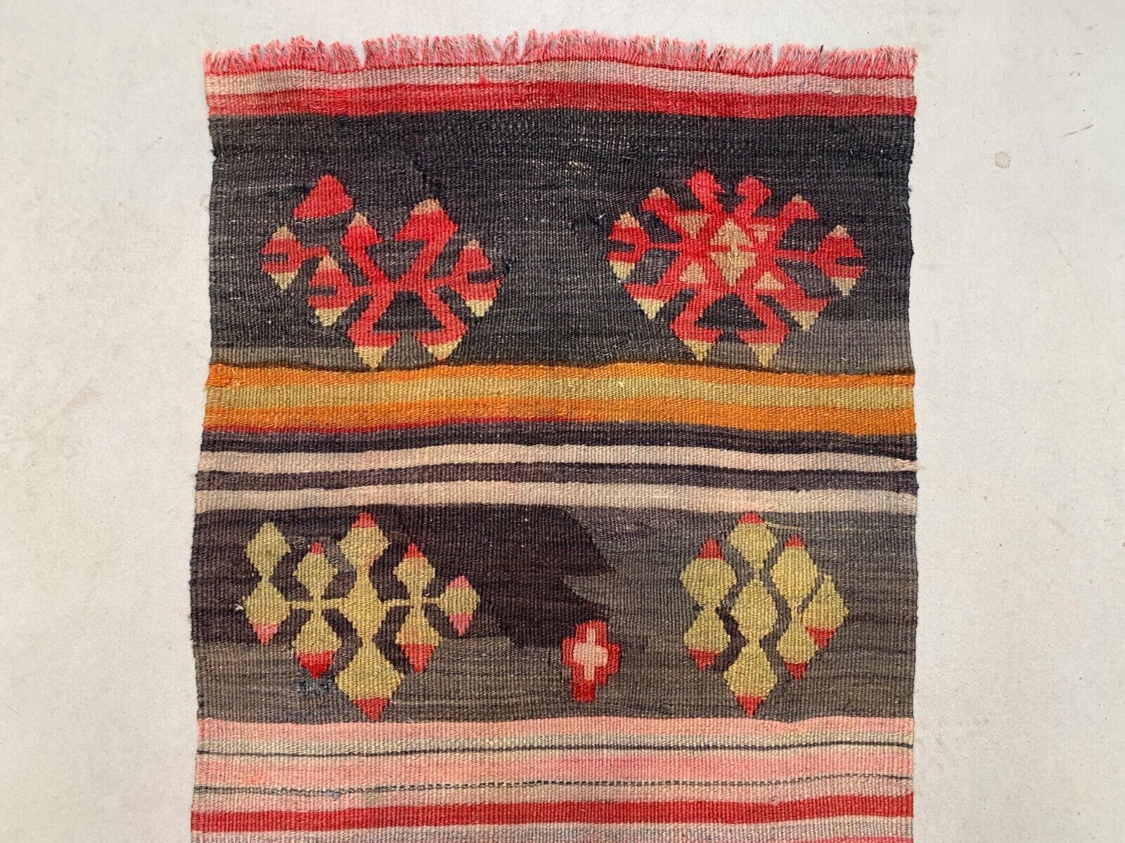 Old Turkish Narrow Kilim Runner 263x62 Cm Shabby Chic, Vintage Kelim photo vintage