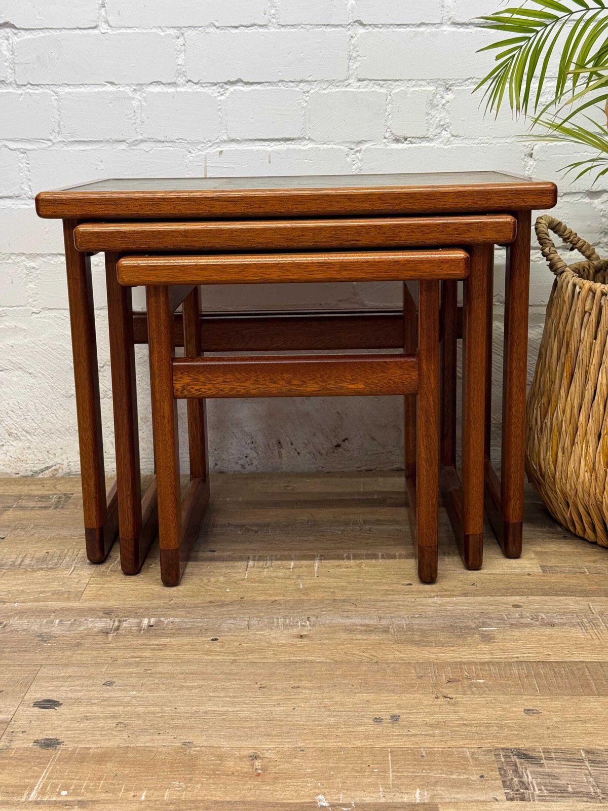 Mid Century Nest Of Tables Tiled Top Teak photo furniture