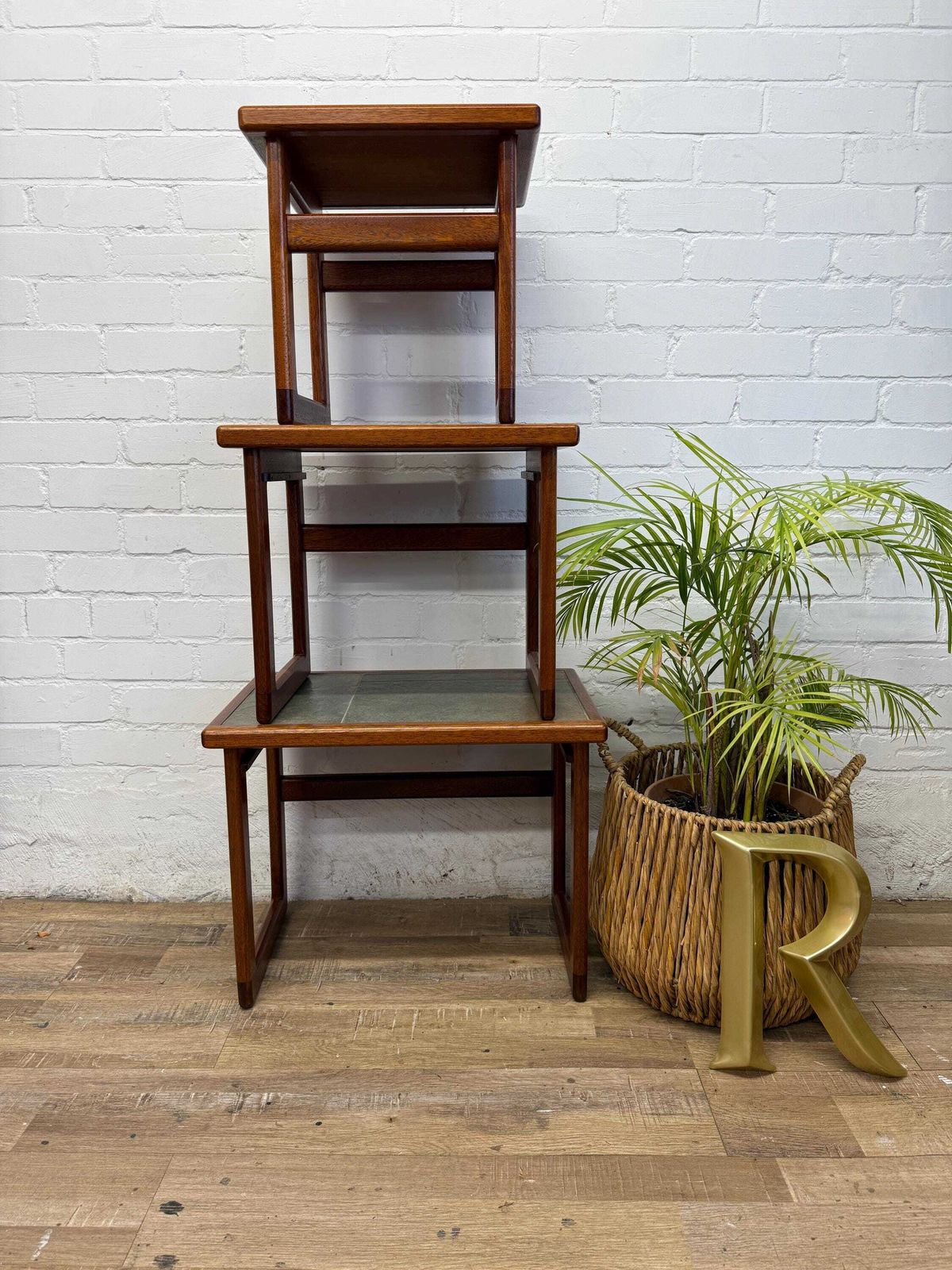 Mid Century Nest Of Tables Tiled Top Teak photo buy