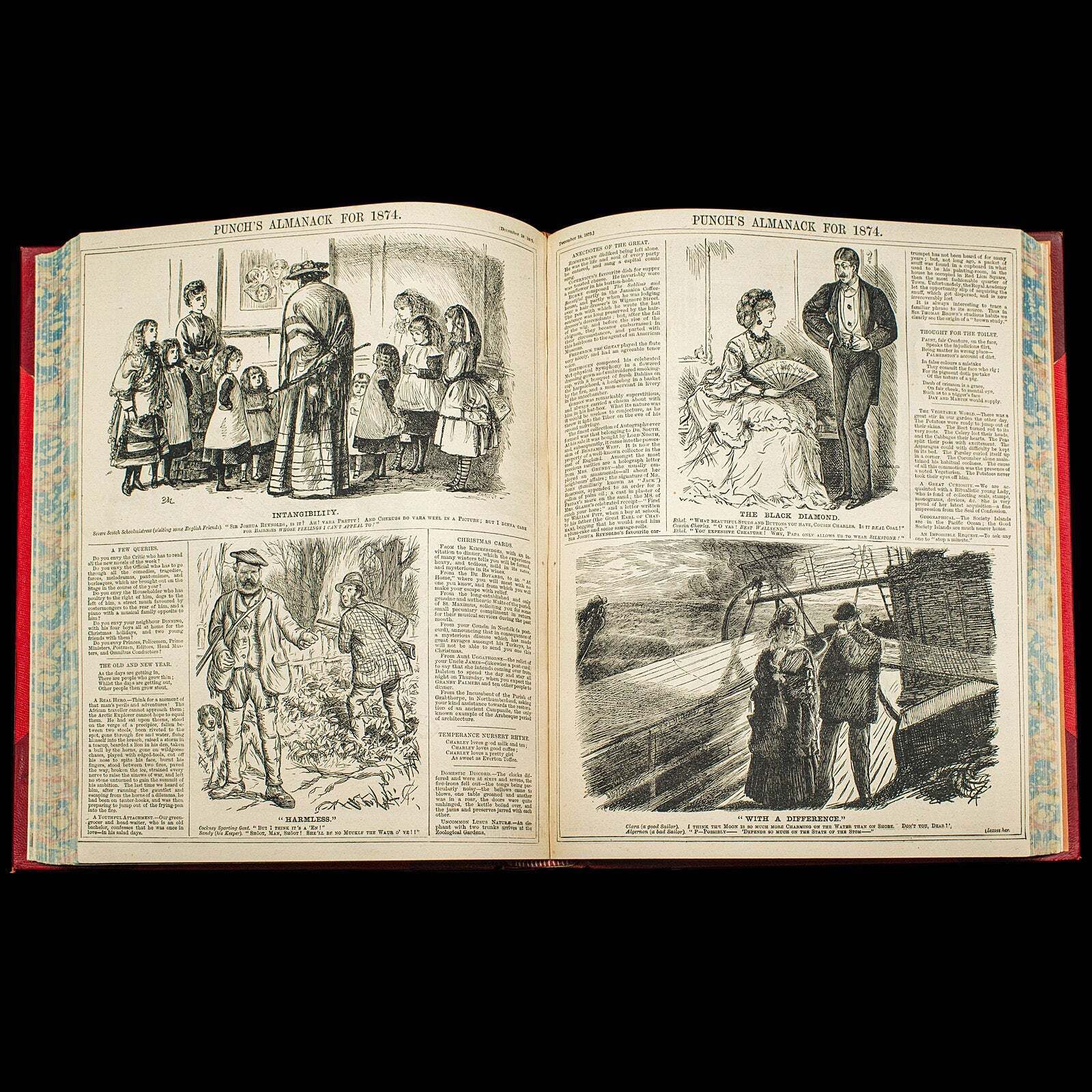 Antique Punch Book, Almanac Compendium, English, Humour, Illustrated, Victorian photo vintage