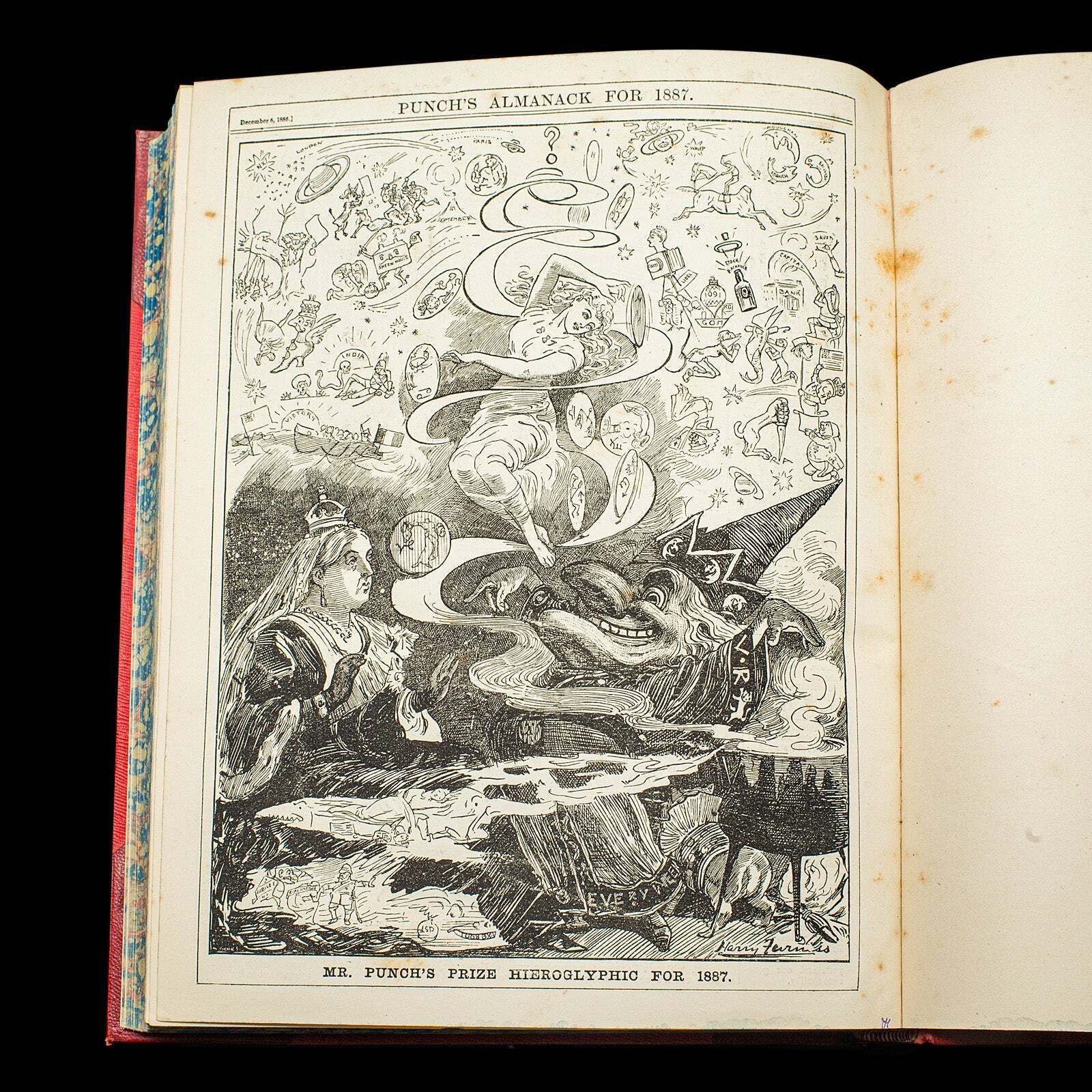 302.0 Antique Punch Book, Almanac Compendium, English, Humour, Illustrated, Victorian photo