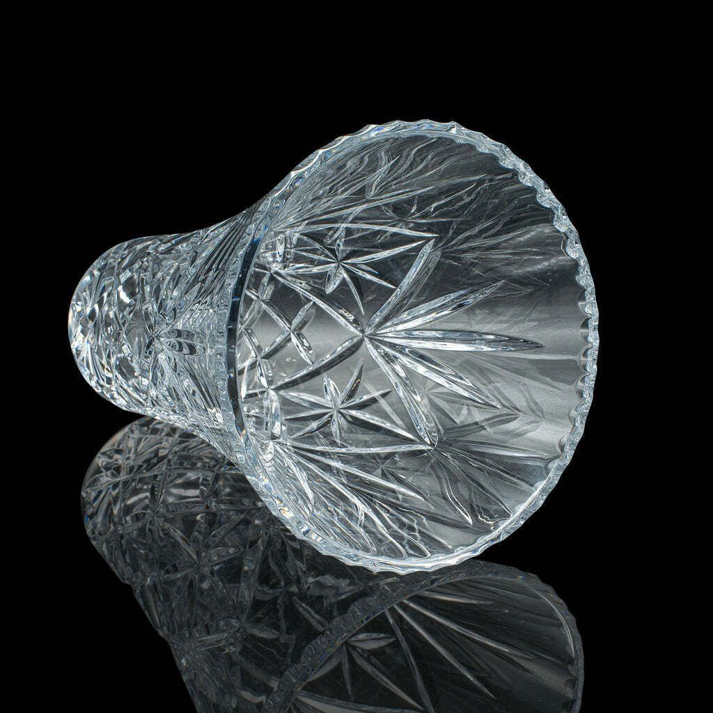 Tall Vintage Display Vase, English, Cut Crystal Glass, Flower Sleeve, Decorative photo buy