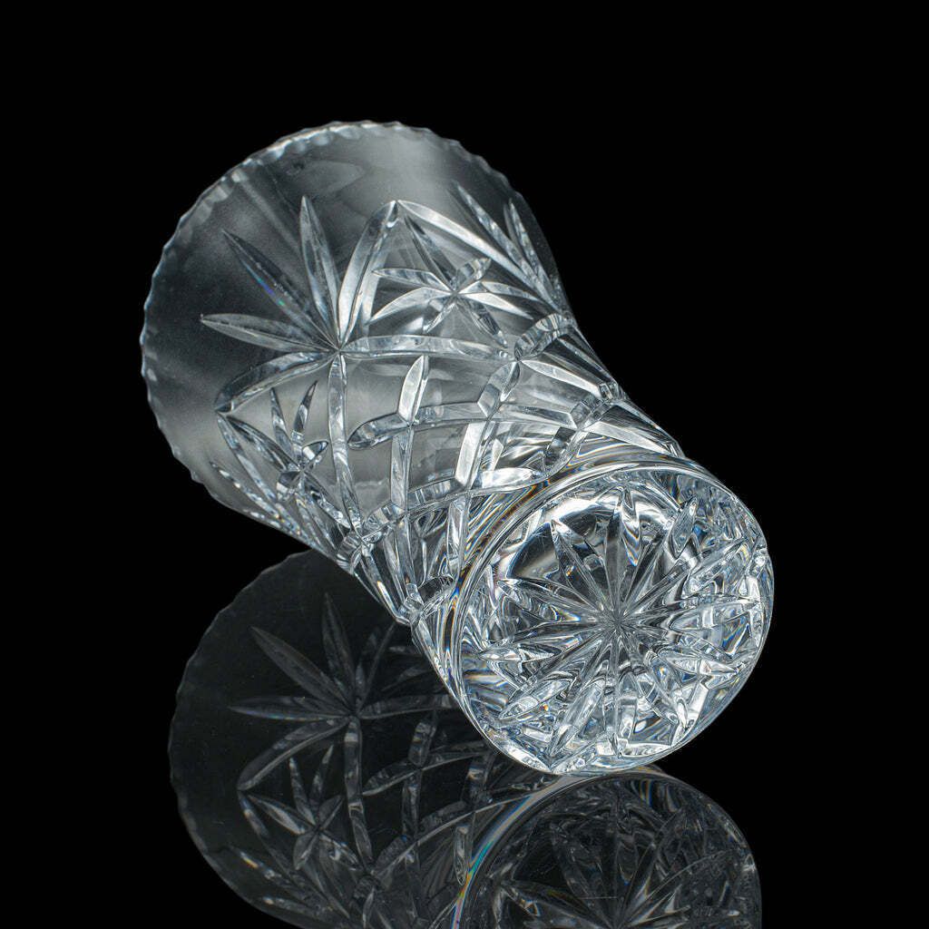 Tall Vintage Display Vase, English, Cut Crystal Glass, Flower Sleeve, Decorative photo vintage