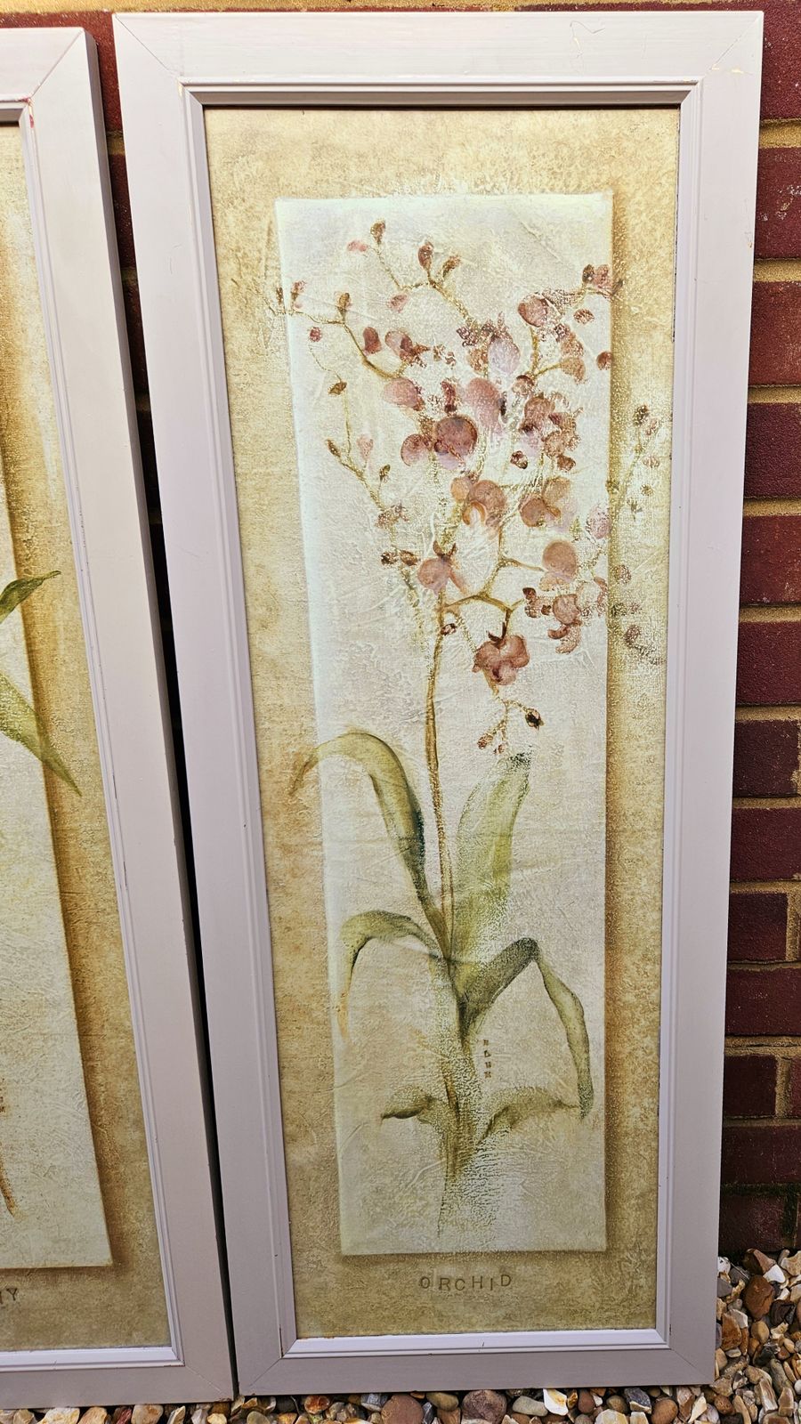 Pair Of Large, Framed Oriental Style Botanical Prints In Neutral Tones photo 199.0
