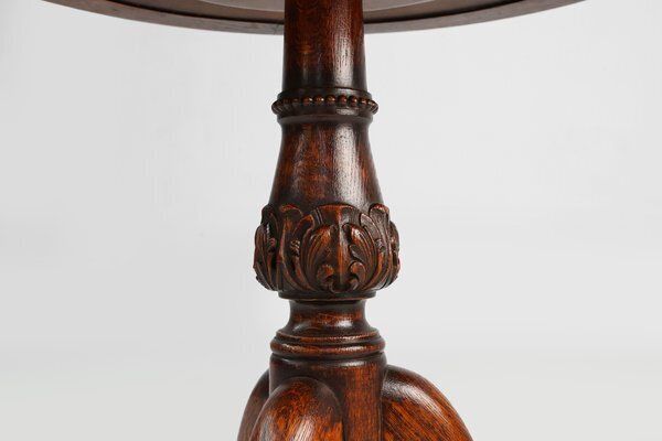 Antique English Hand Carved Oak Side Table With Lions Head Feet, 1890s photo buy