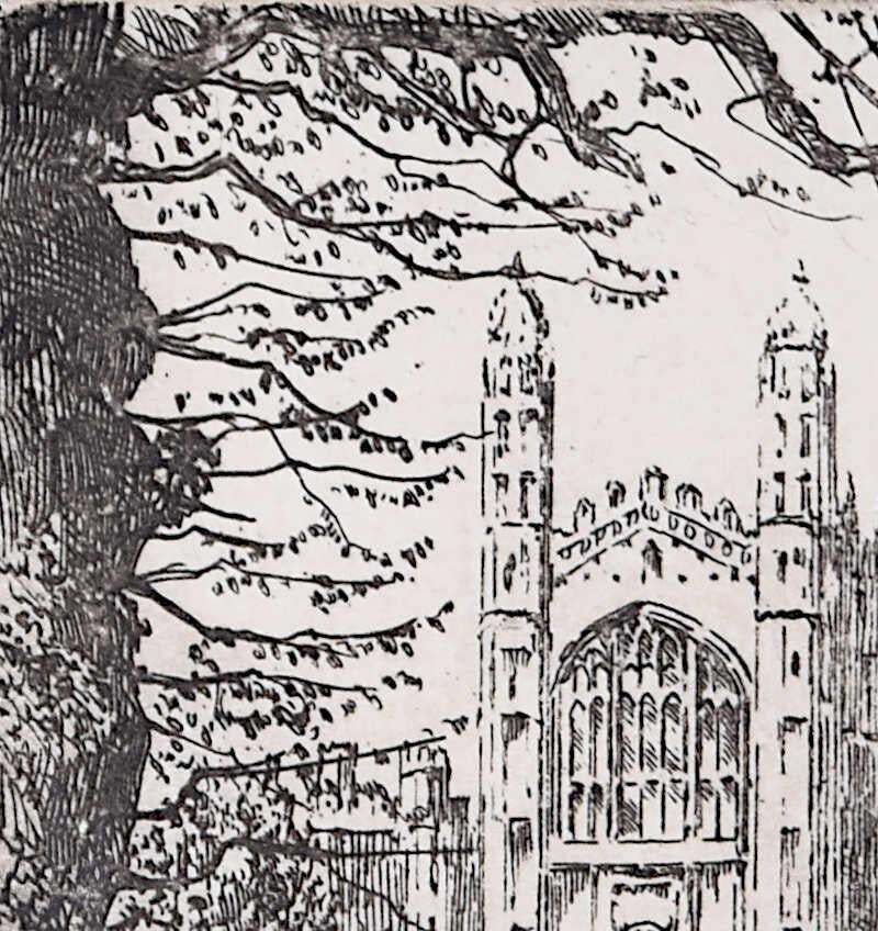 Mabel Oliver Rae, Etching Of Kings College Cambridge C.1920 photo Art