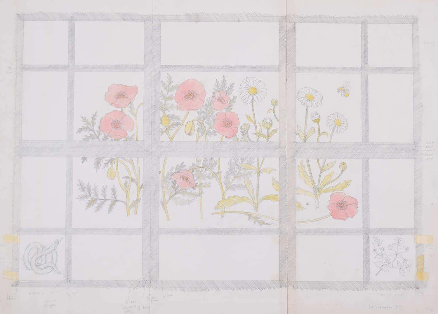 Pencil Design For Stained Glass Window By Jane Gray (1975)