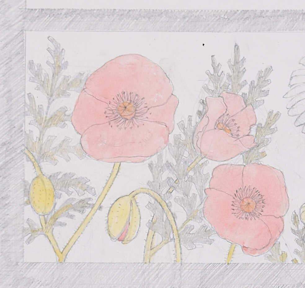 Pencil Design For Stained Glass Window By Jane Gray (1975) photo Art