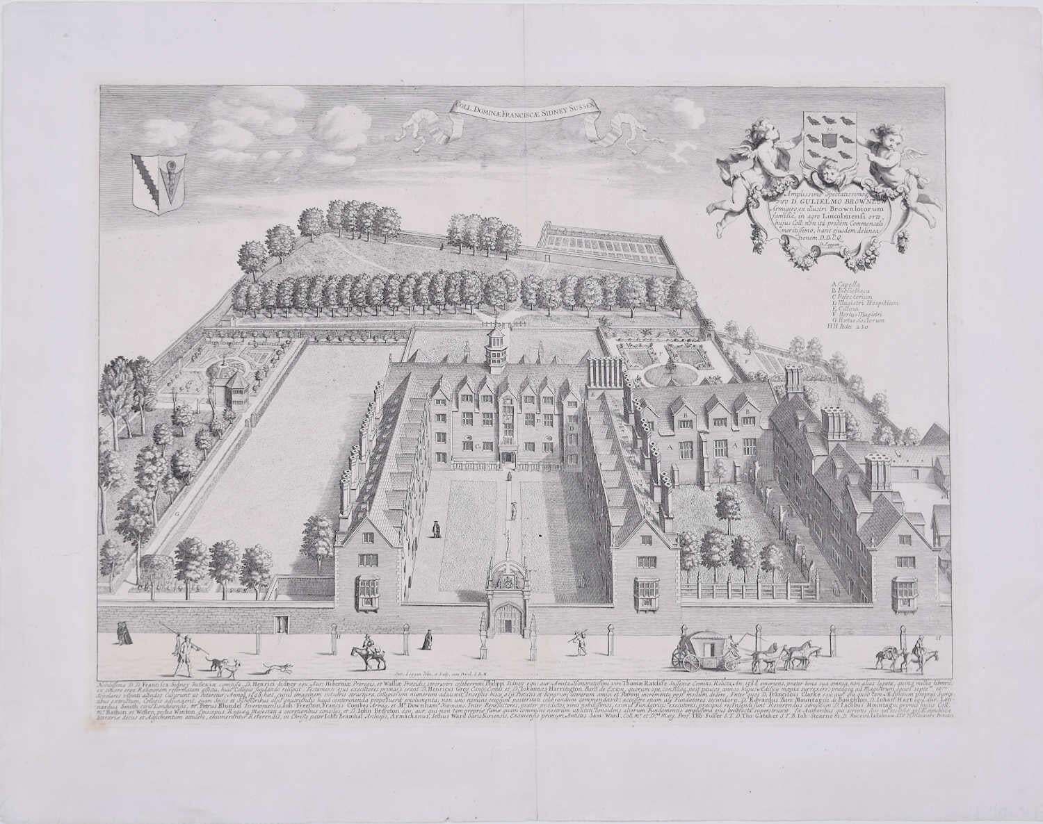 Sidney Sussex, Cambridge, Engraving By David Loggan