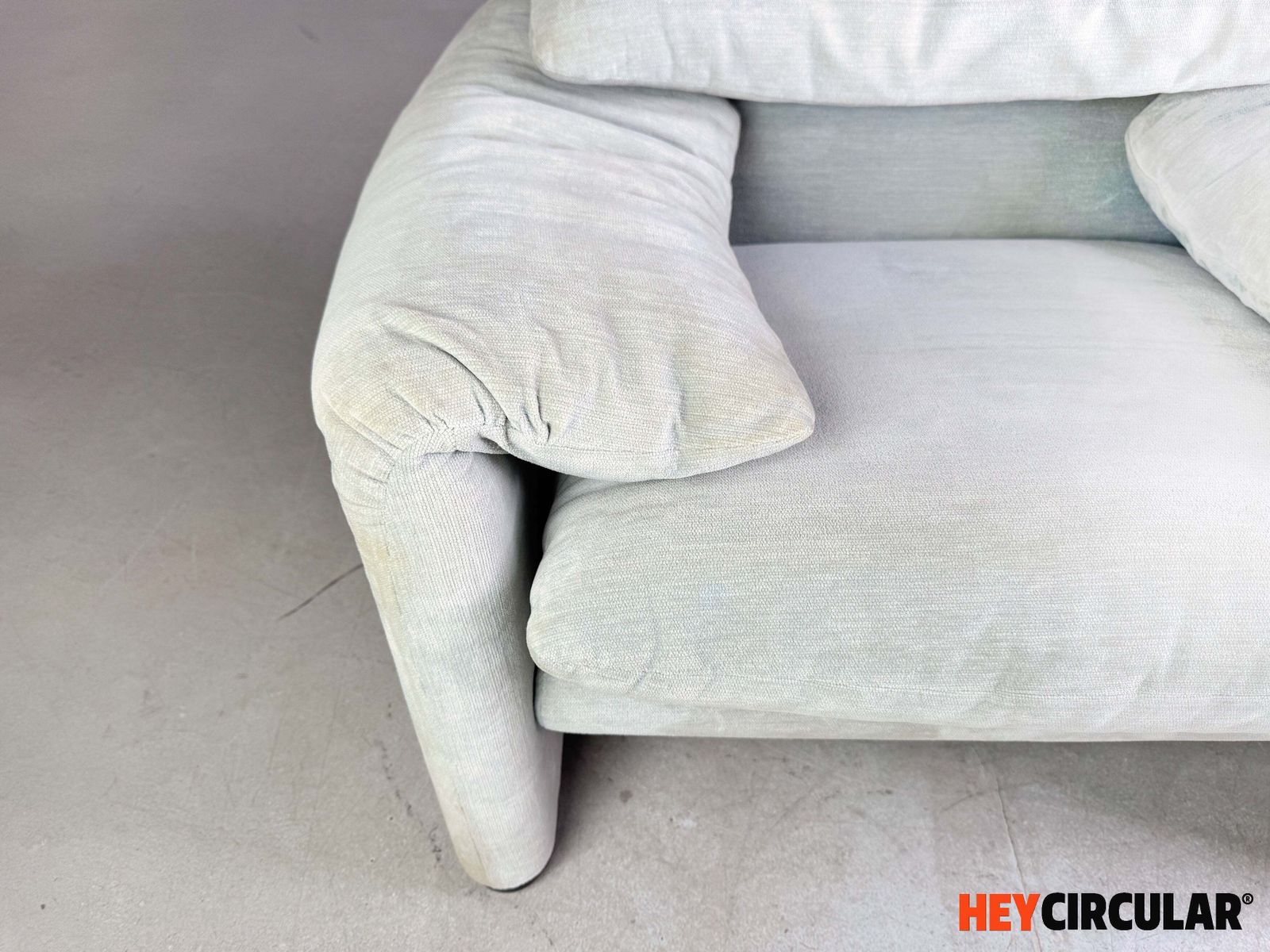 photo for sale Original Cassina Maralunga Armchair Vico Magistretti Fabric Turquoise