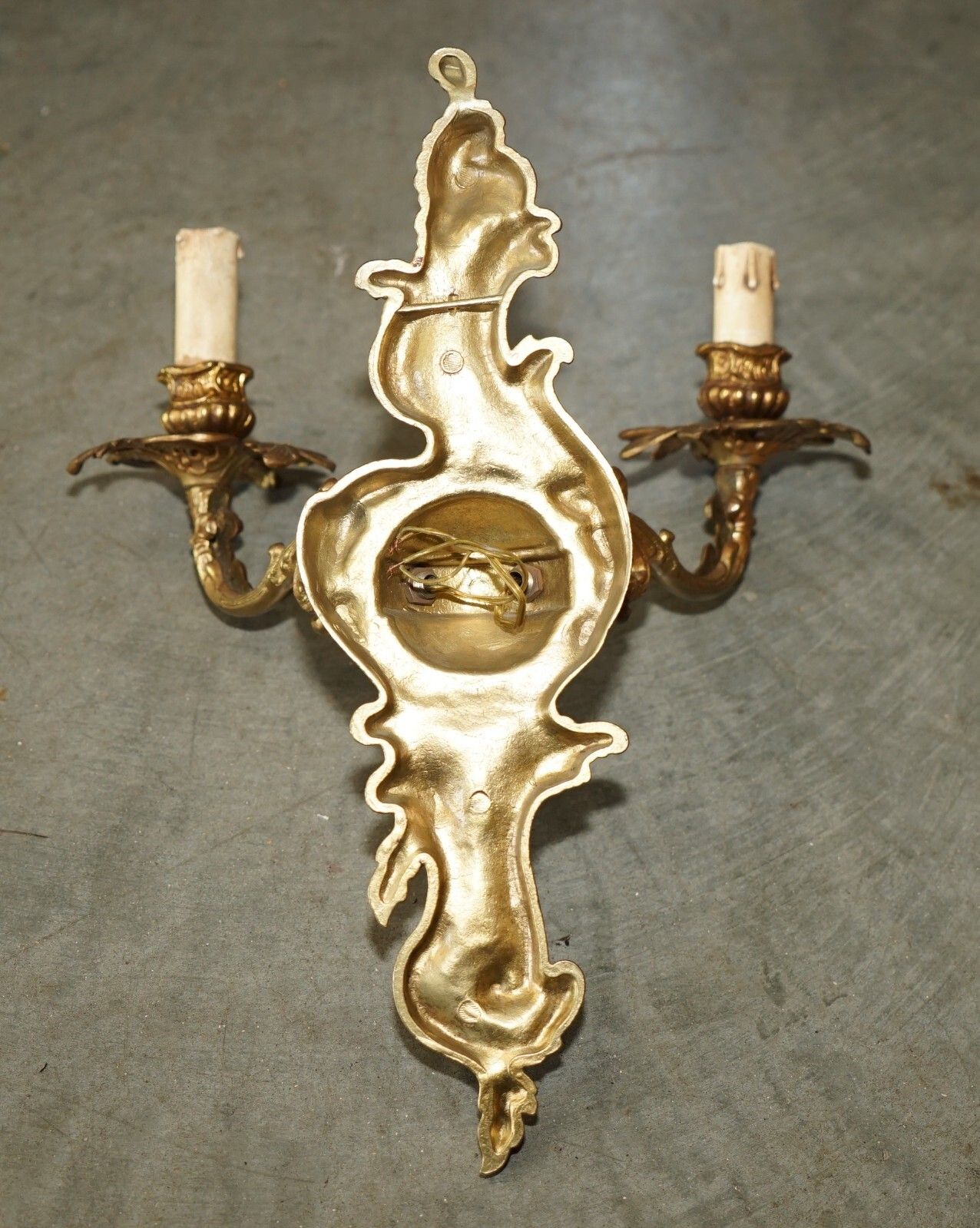 photo for sale Ornate Pair Of Stunning Antique French 1920's Bronzed Candle Sconce Wall Lights