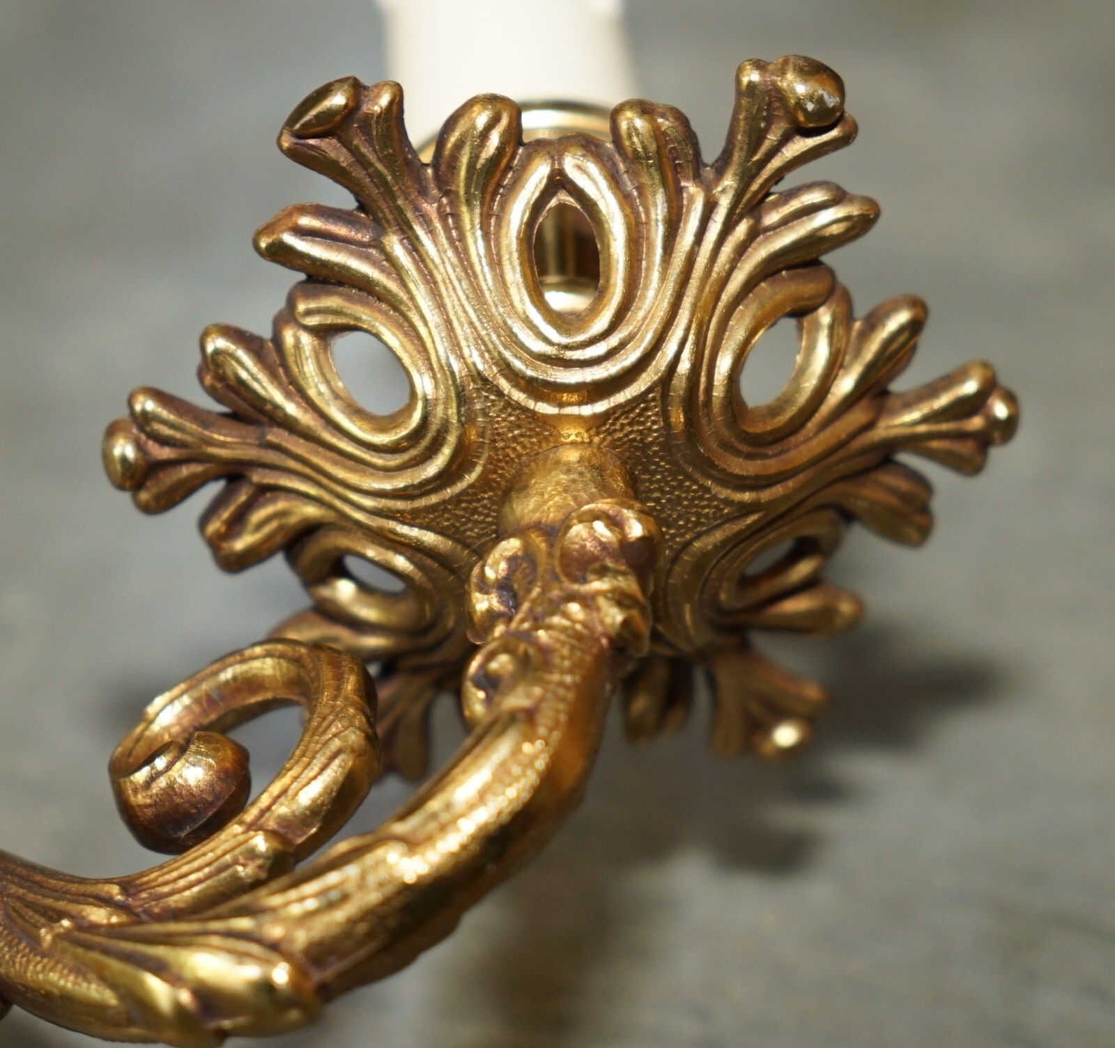 photo vinterior Wide Pair Of Stunning Antique French 1920's Bronzed Candle Sconce Wall Lights