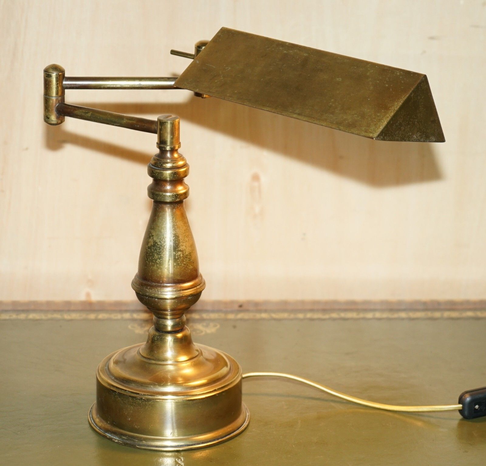 Large Very Heavy Original Ragot France Gilt Bronze Articulated Bankers Lamp