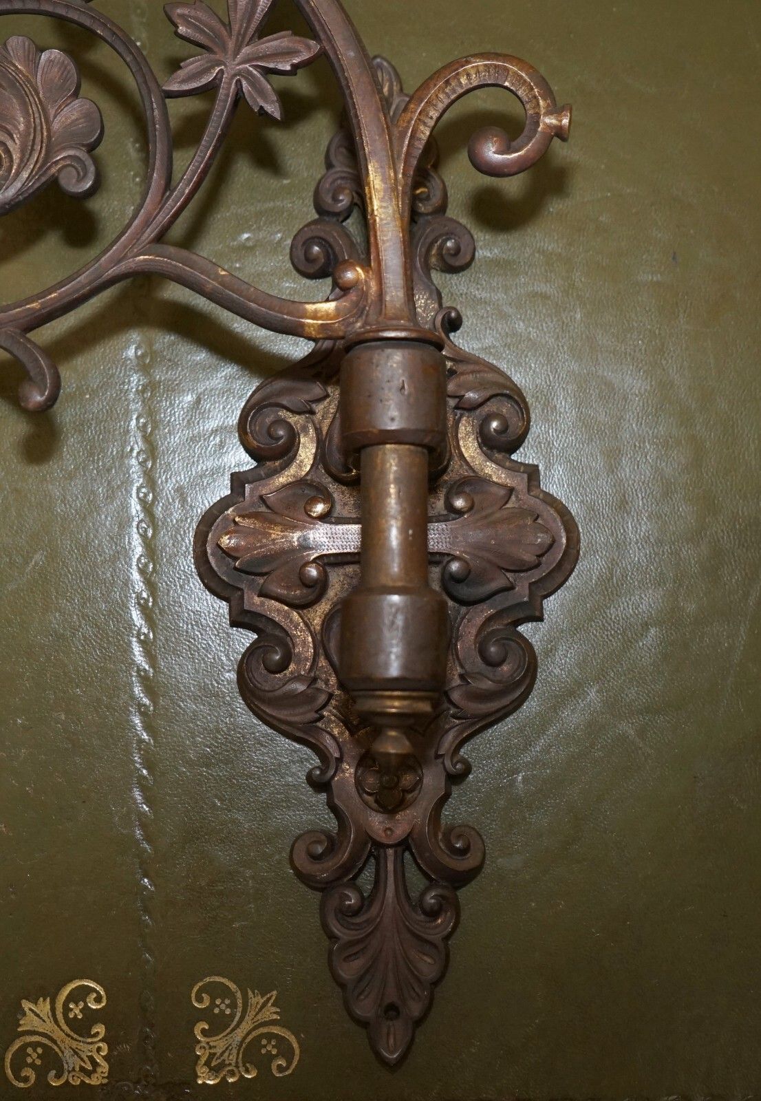 Pair Of Stunning Antique Gilt Bronze Very Large Candle Sconce Wall Light Holders photo buy