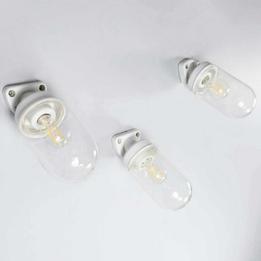 1950’s New Old Stock Cermic And Glass Angled Wall Lamps – Long photo Lighting