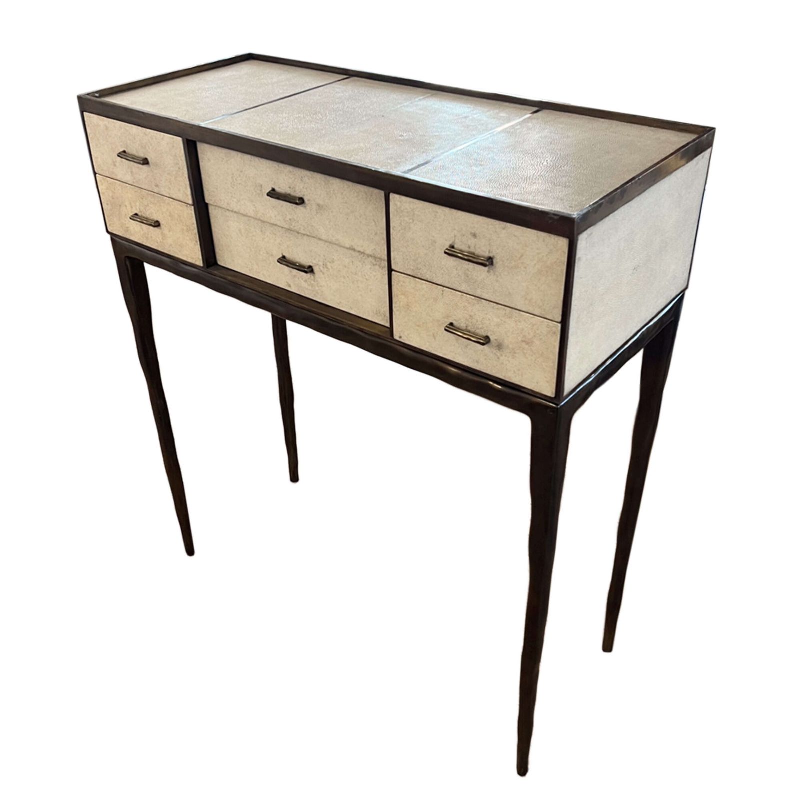 R&Y Augousti 'Melting Cosima' Console Table, Shagreen & Brass, 1990s