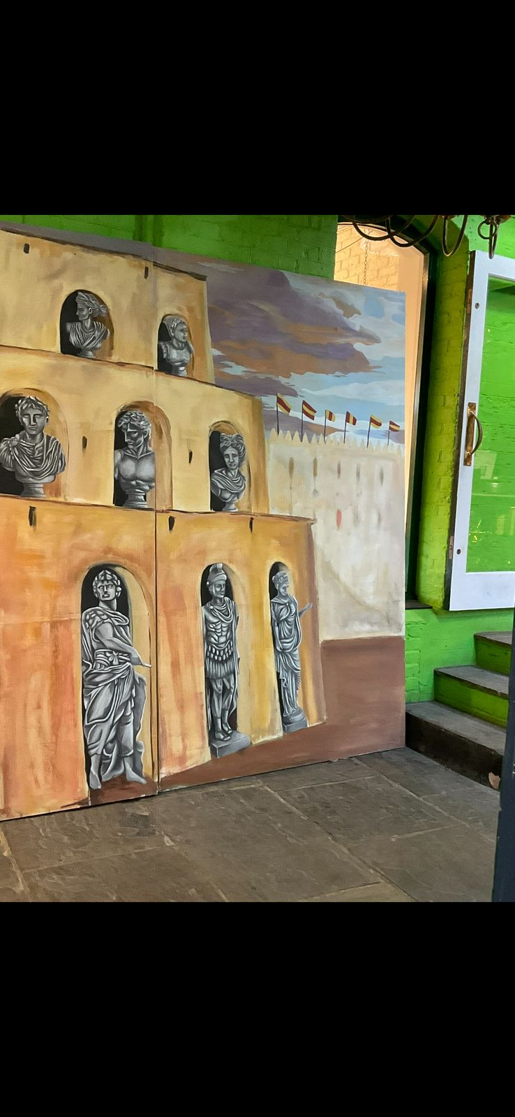 Very Unusual And Decorative Set Three Italian 1970’s Paintings On Canvas photo furniture