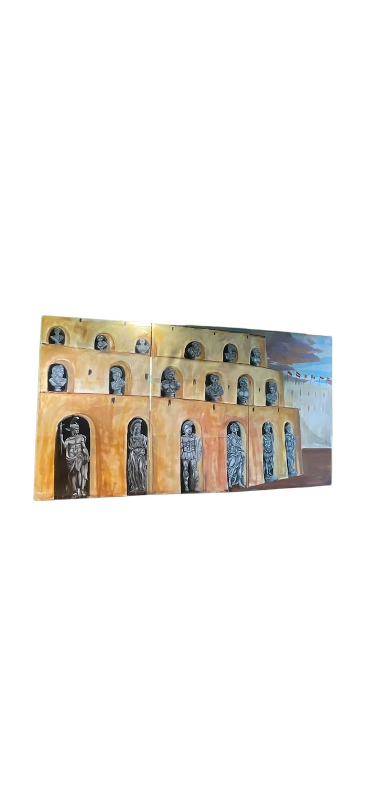 Very Unusual And Decorative Set Three Italian 1970’s Paintings On Canvas photo 4500.0
