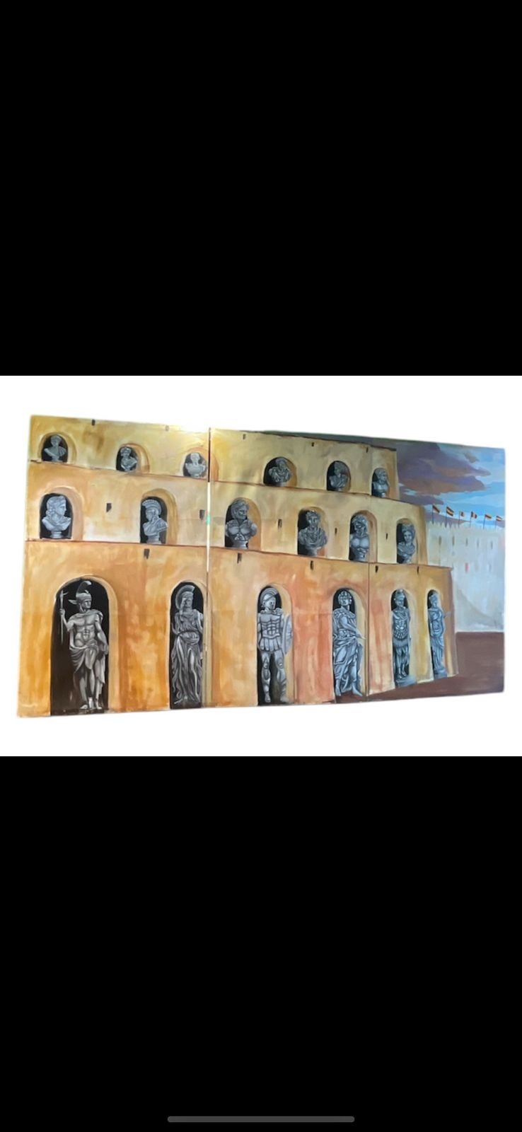 photo for sale Very Unusual And Decorative Set Three Italian 1970’s Paintings On Canvas