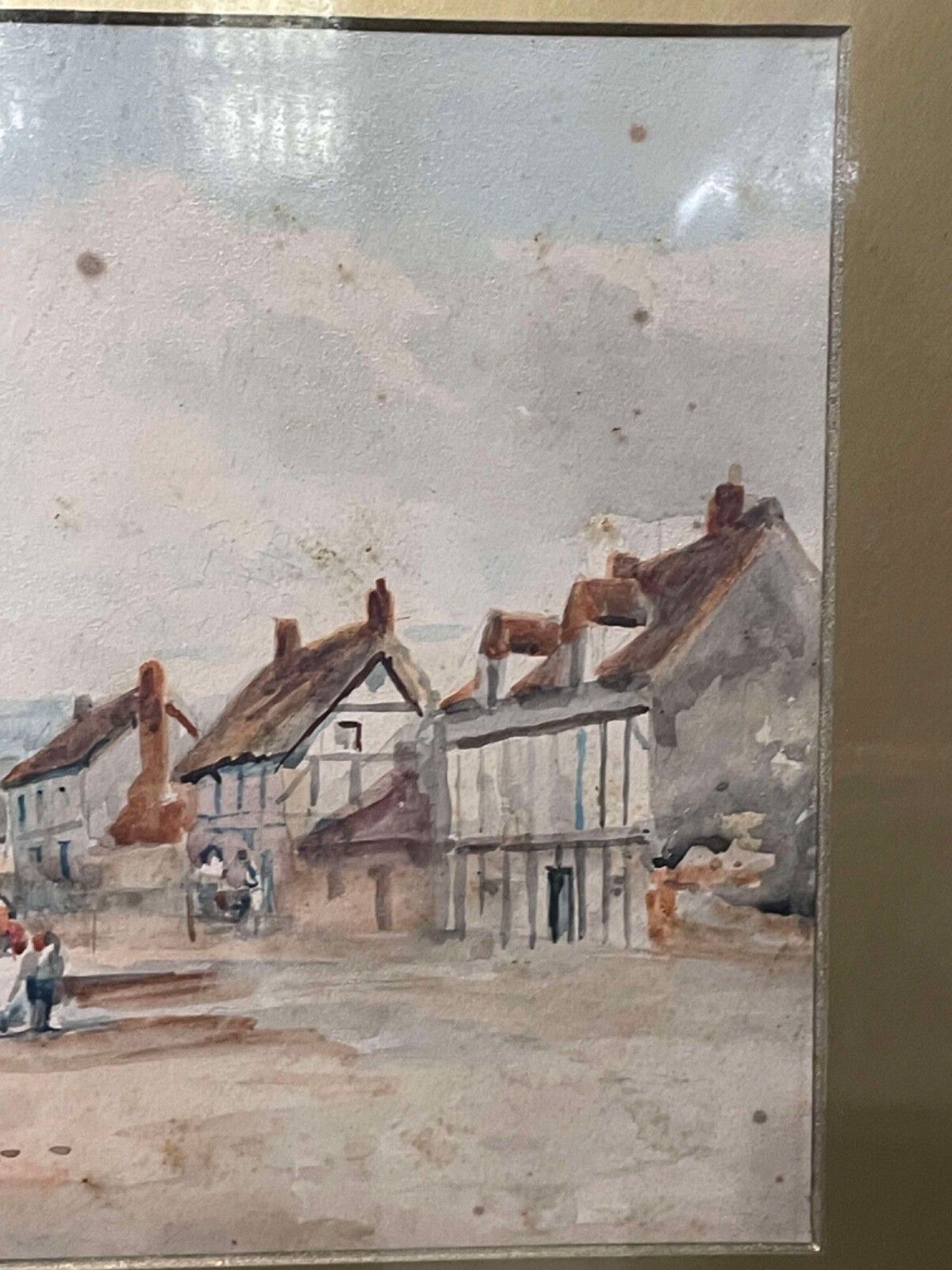 photo furniture 19th Century Alcester Village Warwickshire Watercolour Landscape Painting.