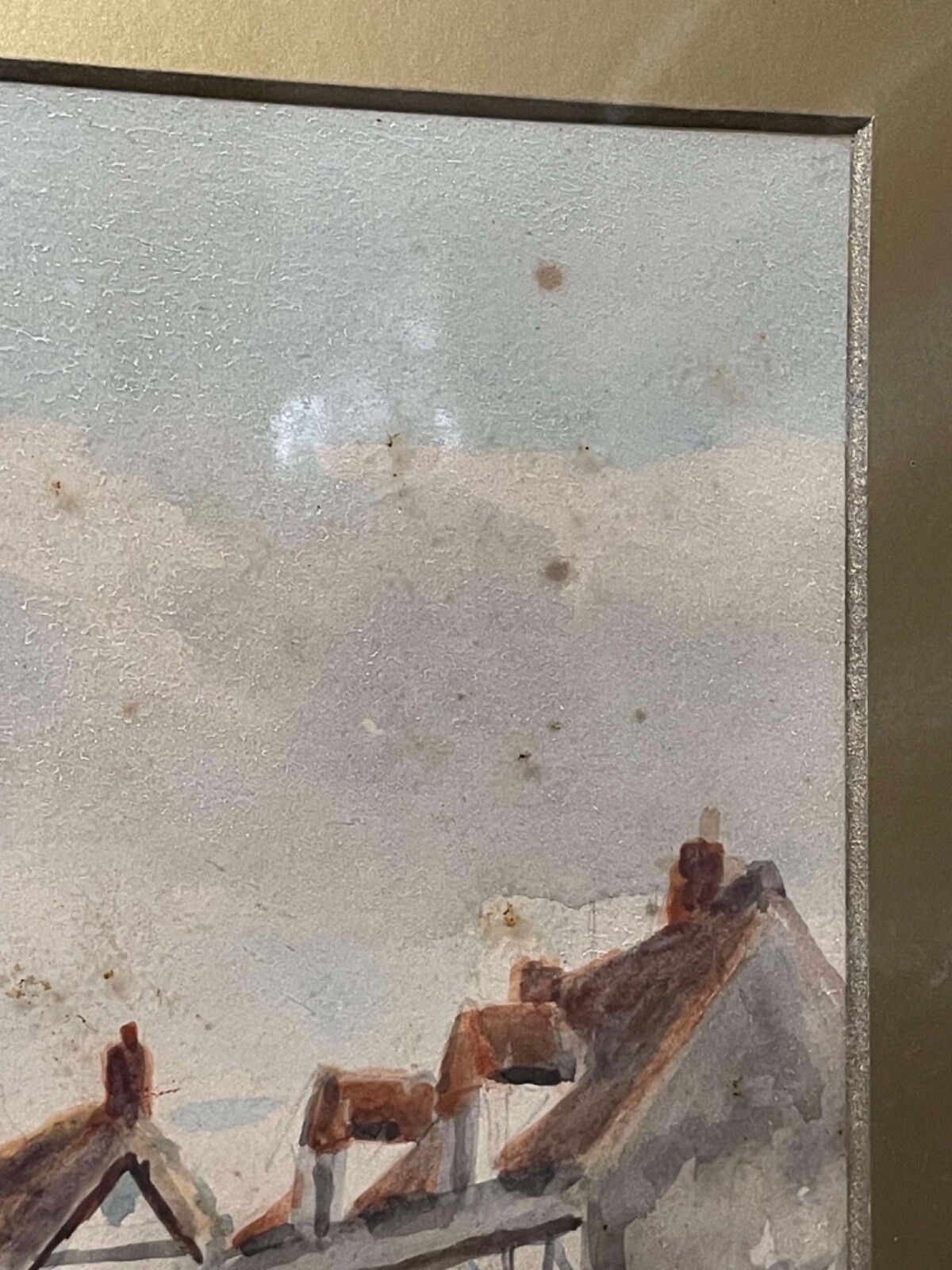 Art 19th Century Alcester Village Warwickshire Watercolour Landscape Painting. photo
