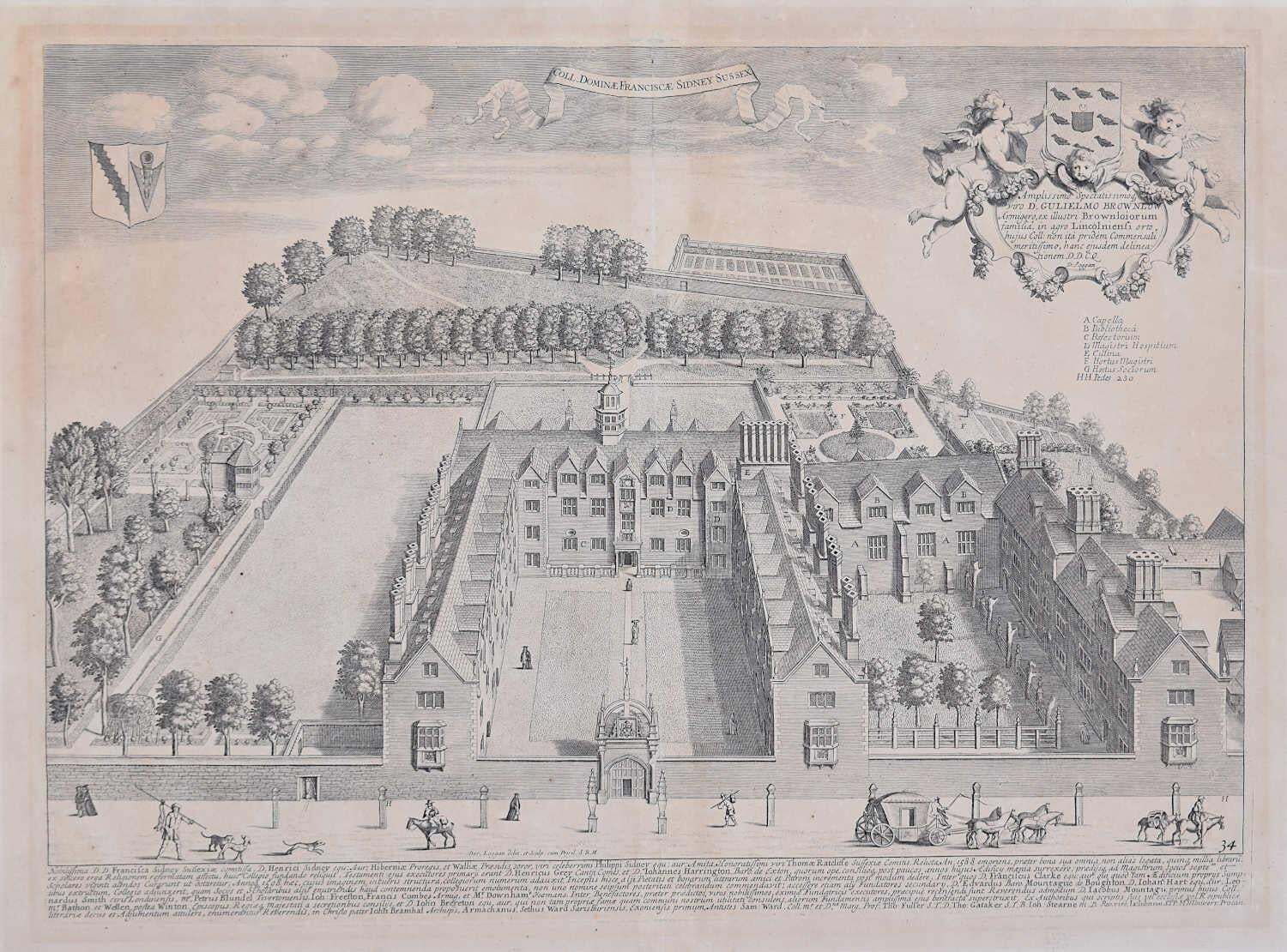 Sidney Sussex College, Cambridge Engraving By David Loggan 1690