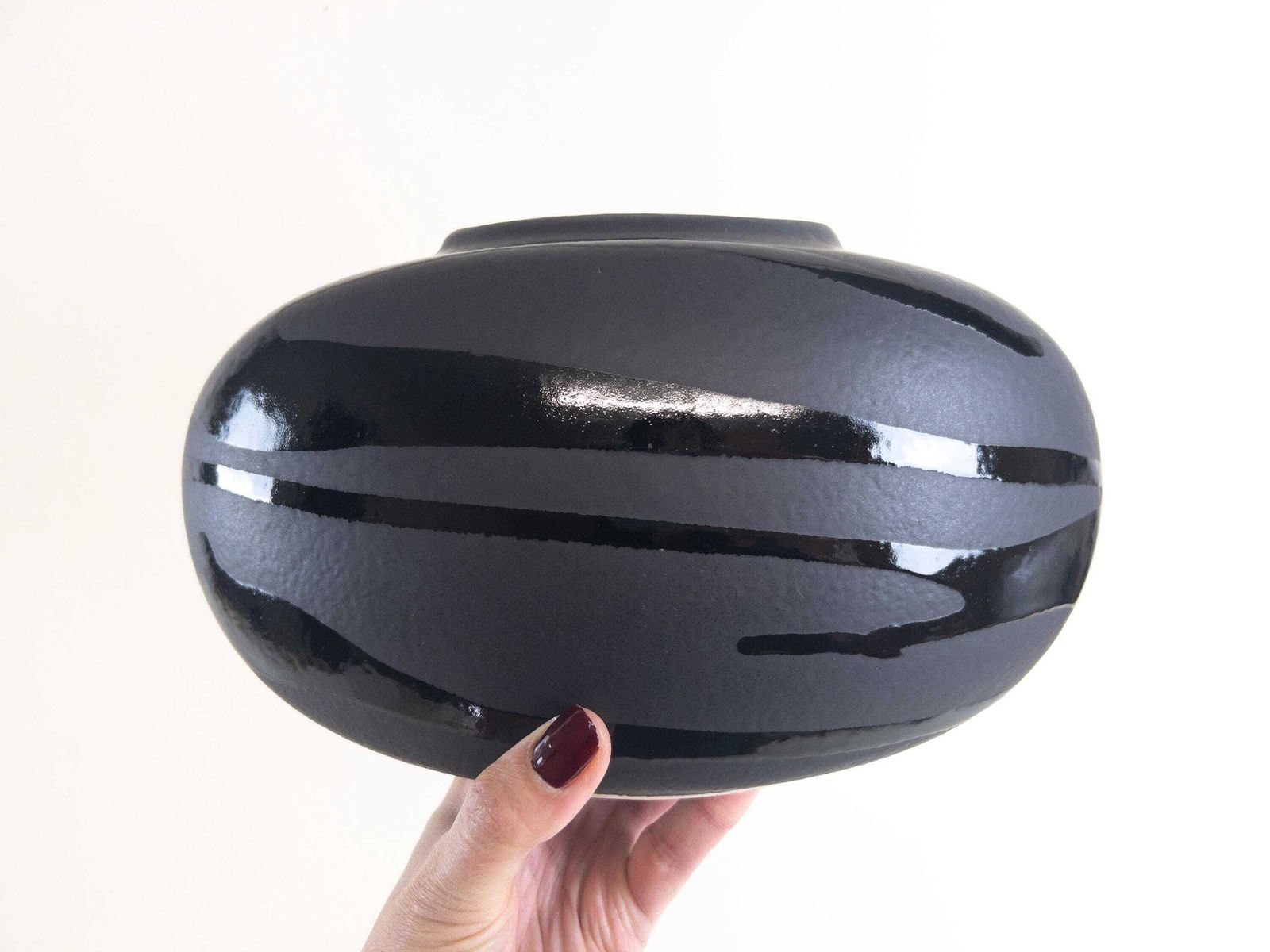 West German Pottery   Black Drip Ceramic Vase By Bay Keramik 690 13   Modern Minimalist Vase photo Home Decor