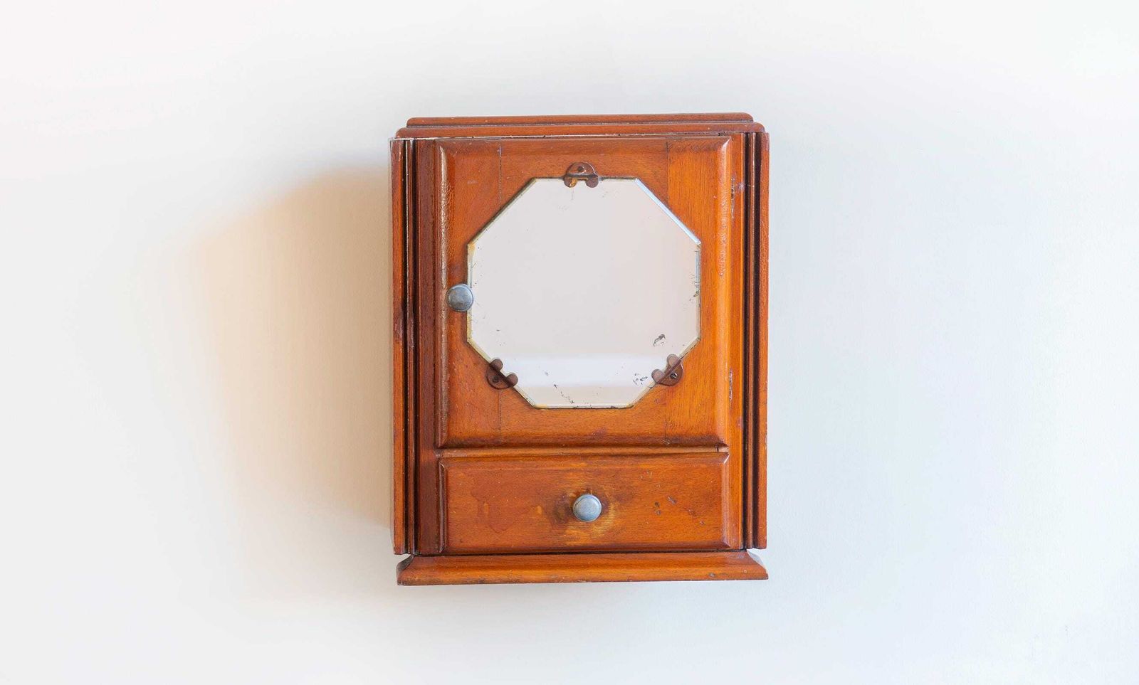 Wall Cabinet With Mirror, Antique Apothecary Chest, Art Deco Storage Unit, Dutch Medicine Cabinet, Bathroom Furniture photo for sale