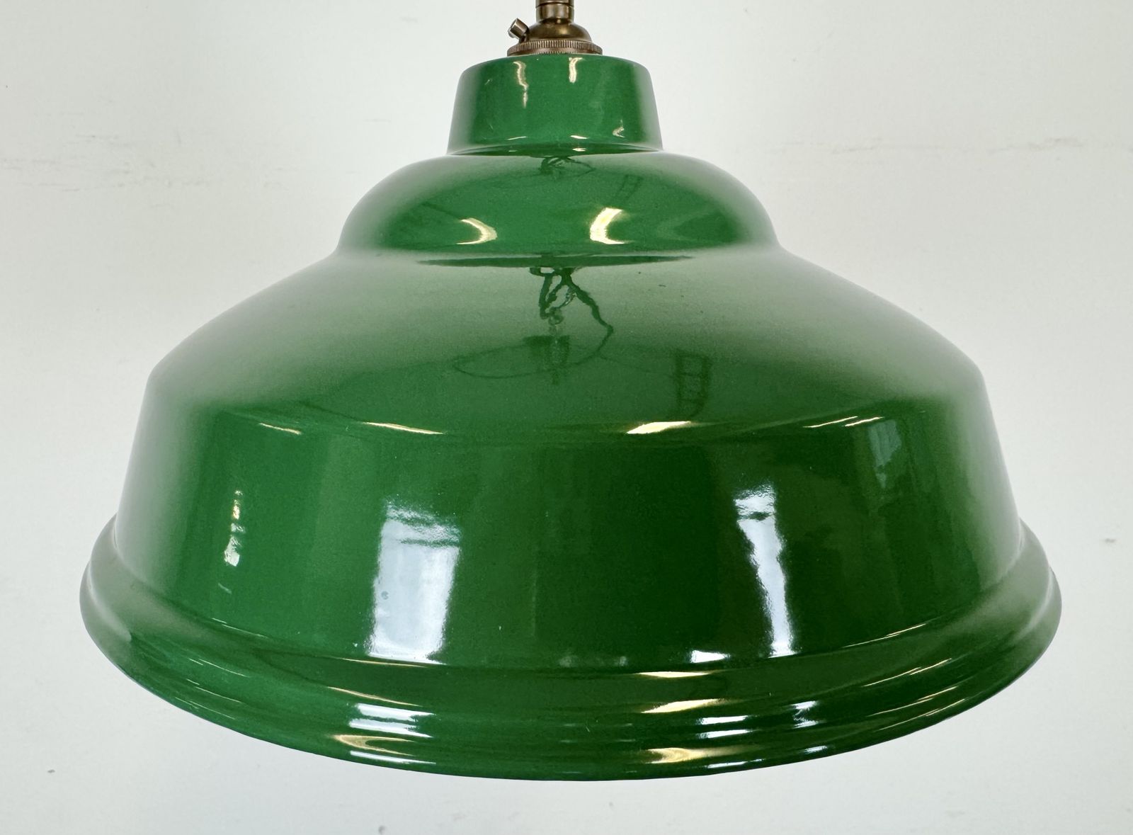 Industrial British Green Enamel Factory Pendant Lamp, 1960s photo 199.0