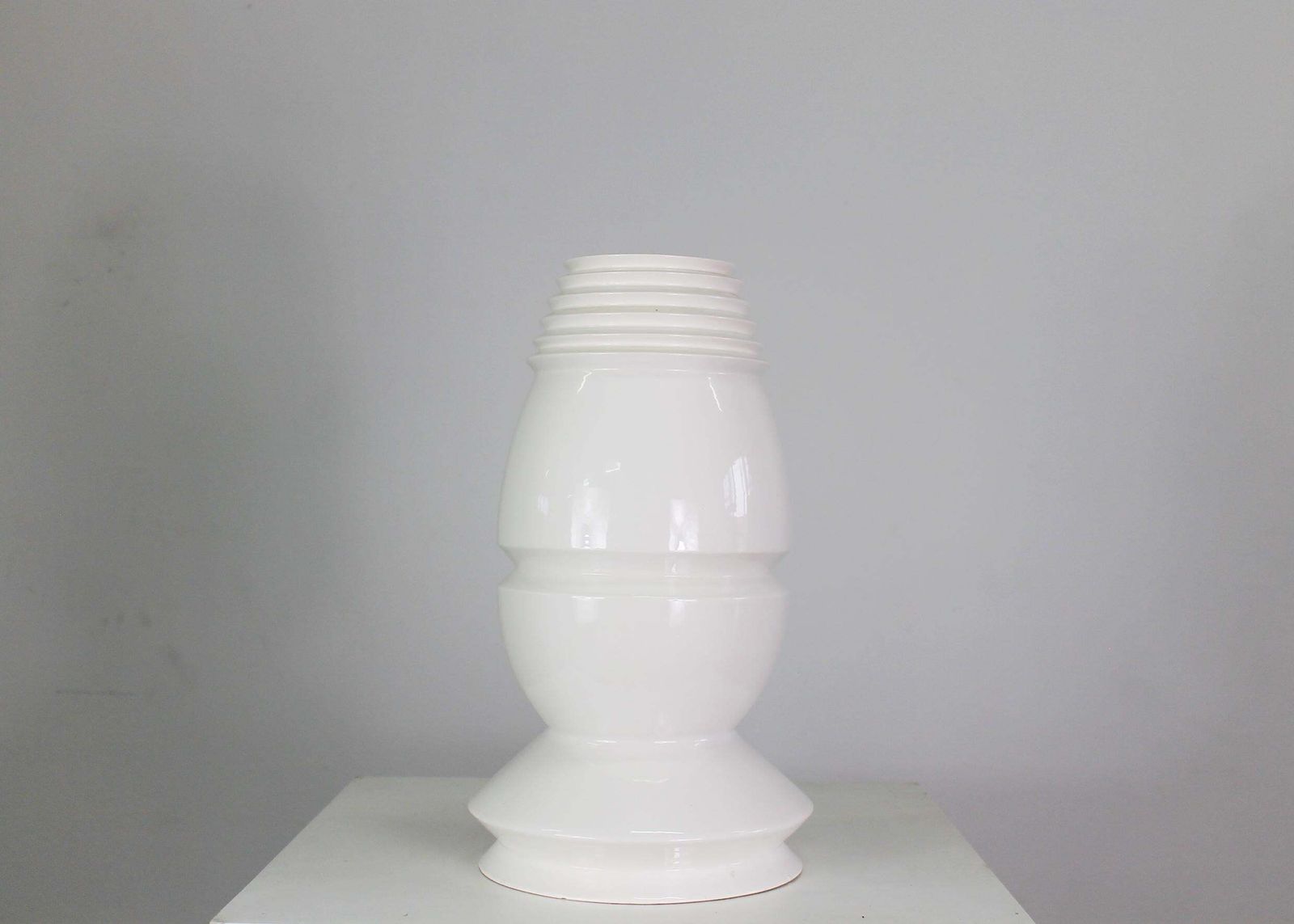 Sergio Asti Bbk Vase In White Enameled Ceramic Dated In 1980s Author's Proof photo Home Decor