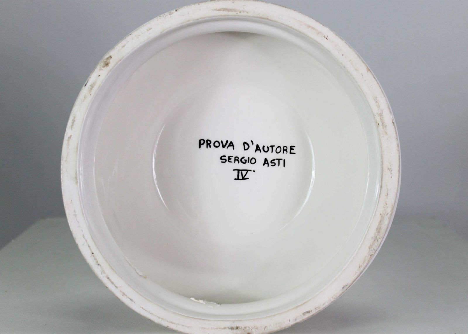 Sergio Asti Bbk Vase In White Enameled Ceramic Dated In 1980s Author's Proof photo vintage